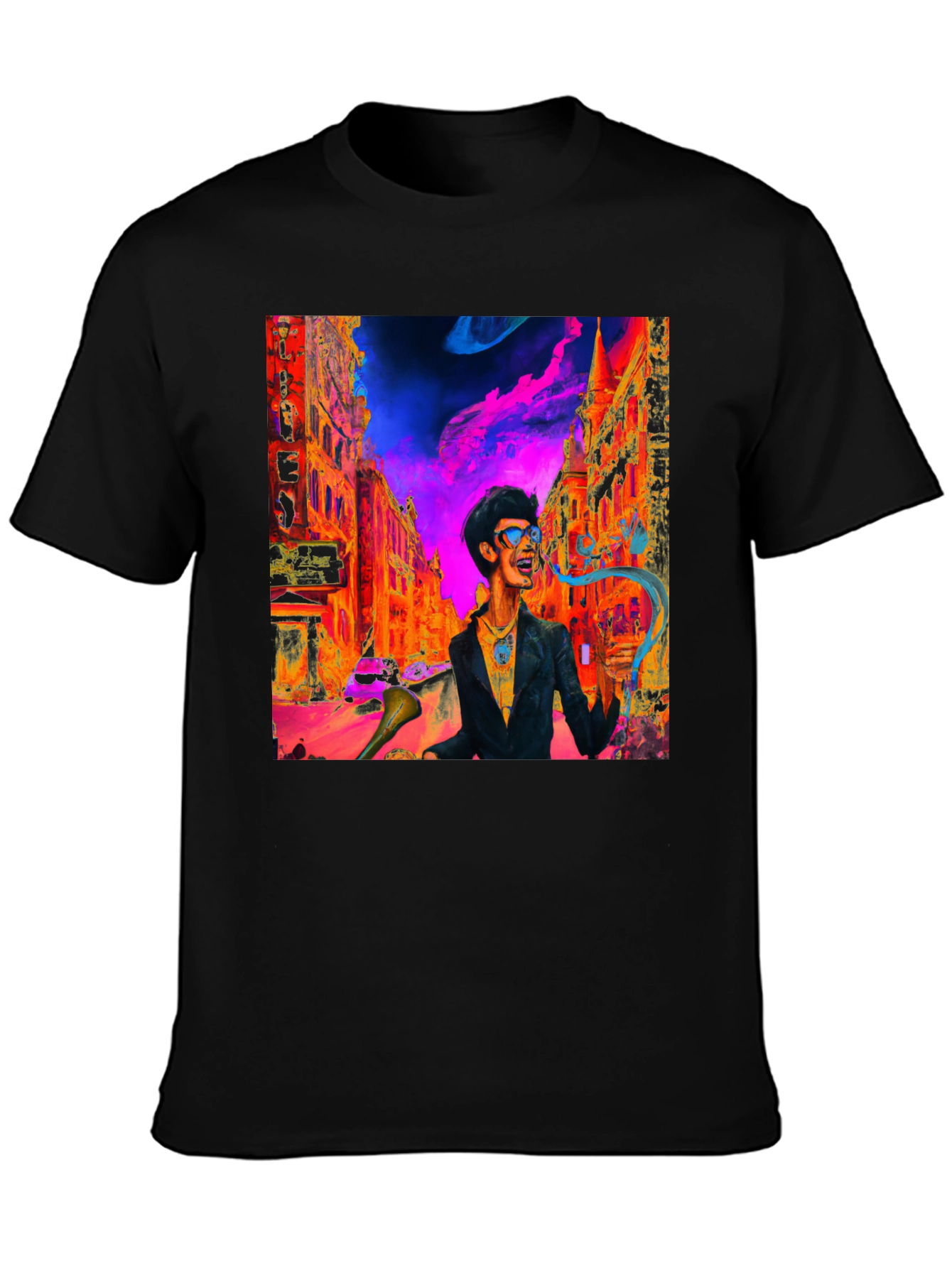 Funky Cityscape Graphic Tee - Vibrant Art Print