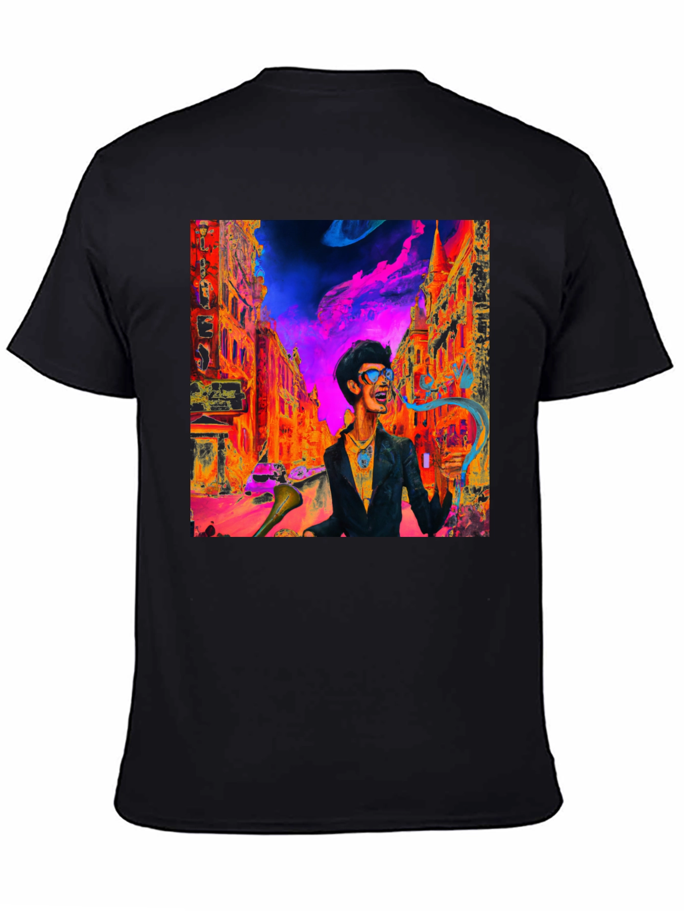 Funky Cityscape Graphic Tee - Vibrant Art Print