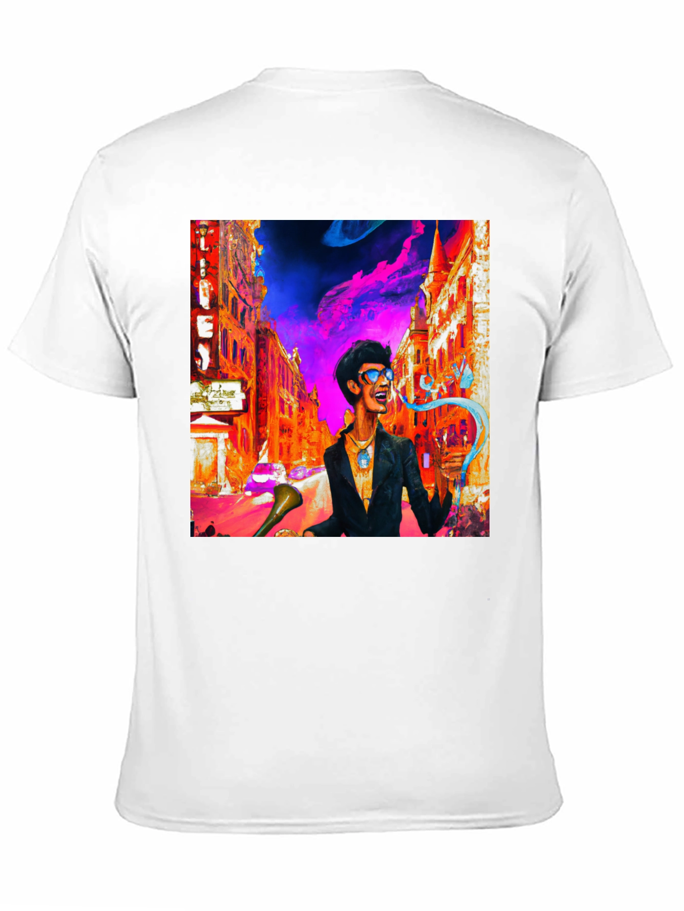 Funky Cityscape Graphic Tee - Vibrant Art Print