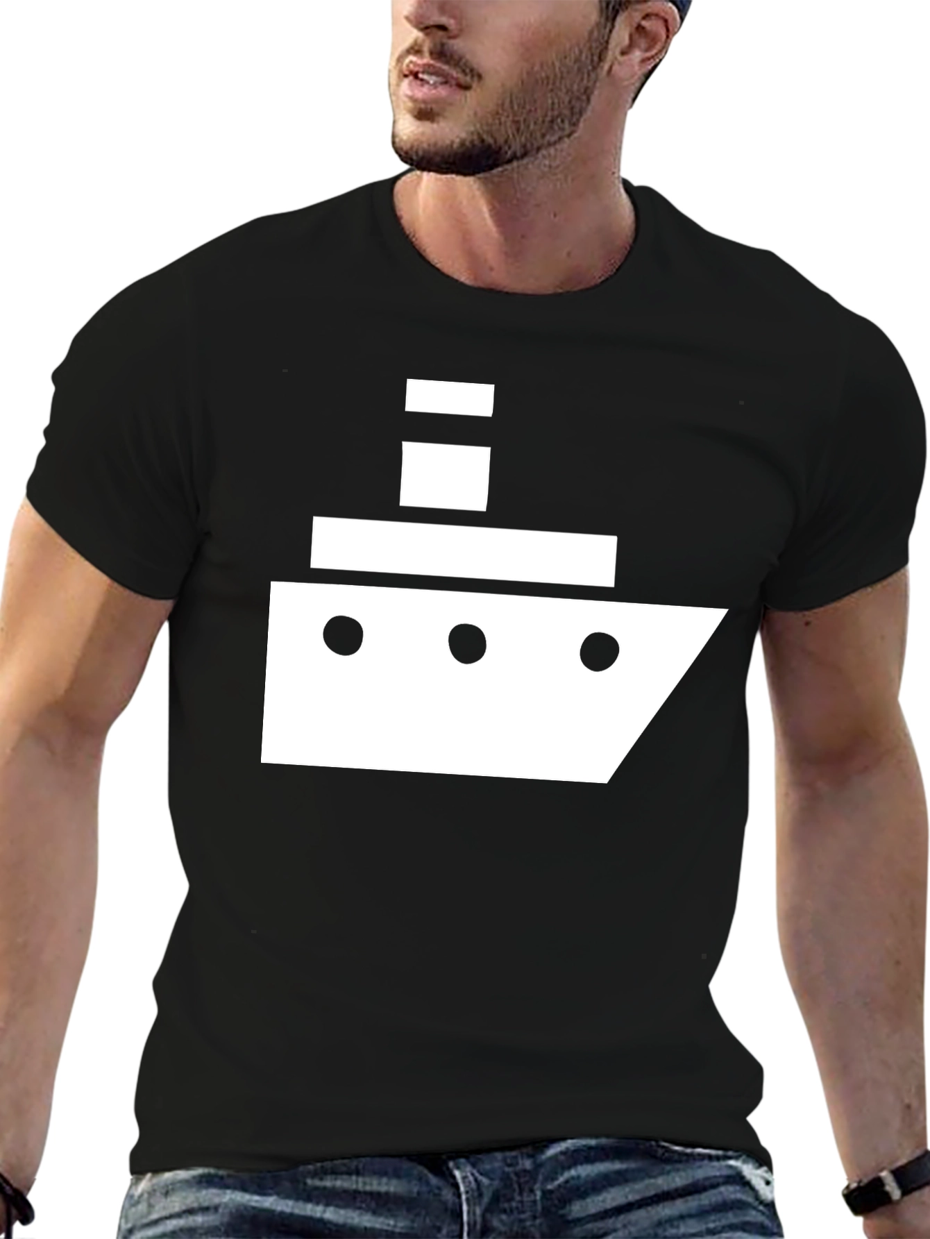 Nautical Tee: Minimalist Ship Graphic