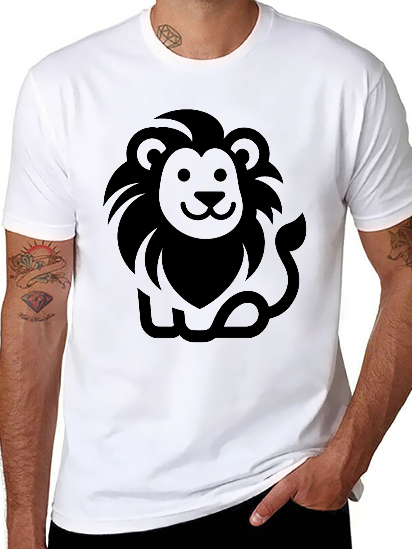 Lion Graphic Black T-Shirt - Mens Casual Tee