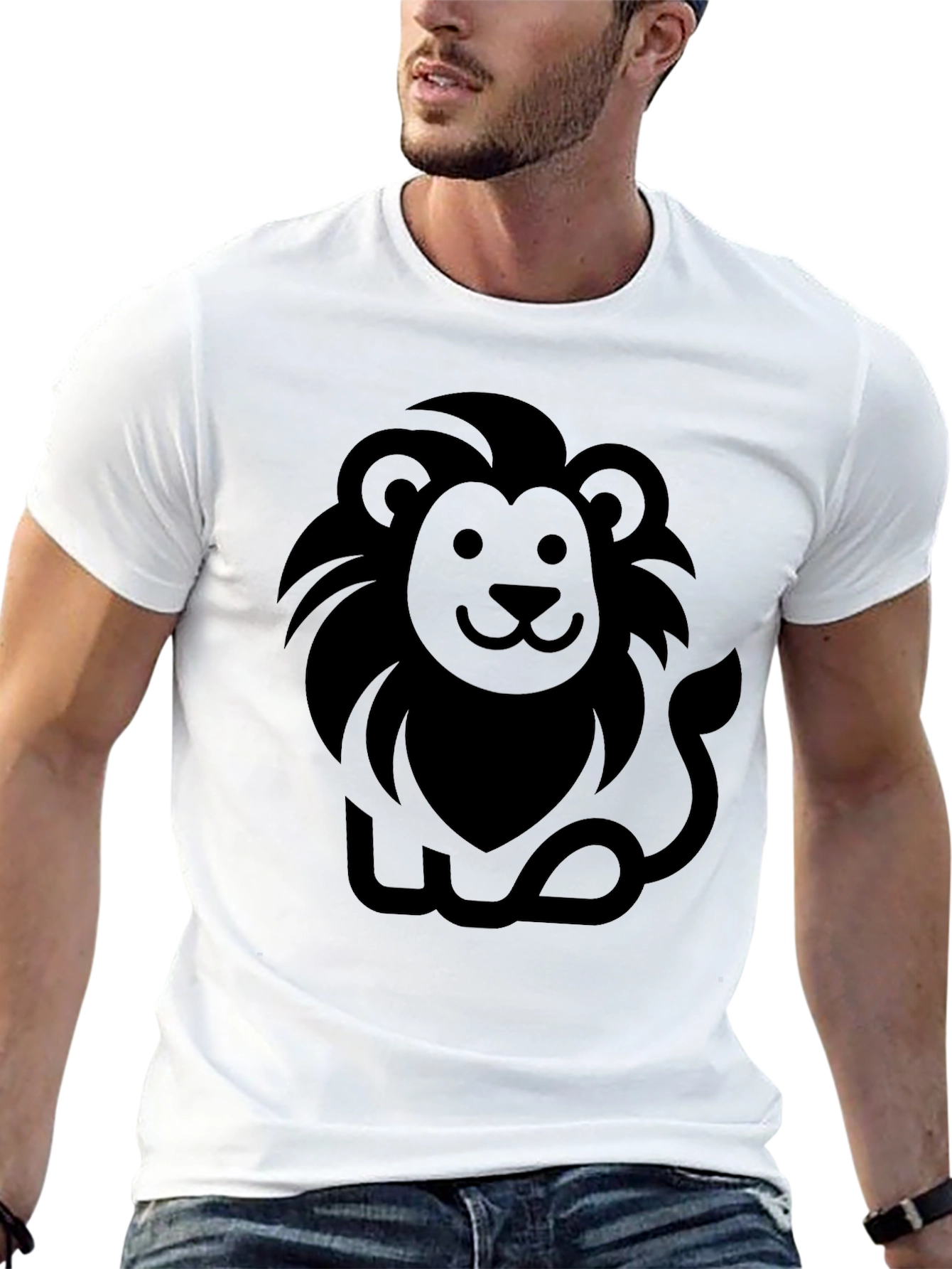 Lion Graphic Black T-Shirt - Mens Casual Tee