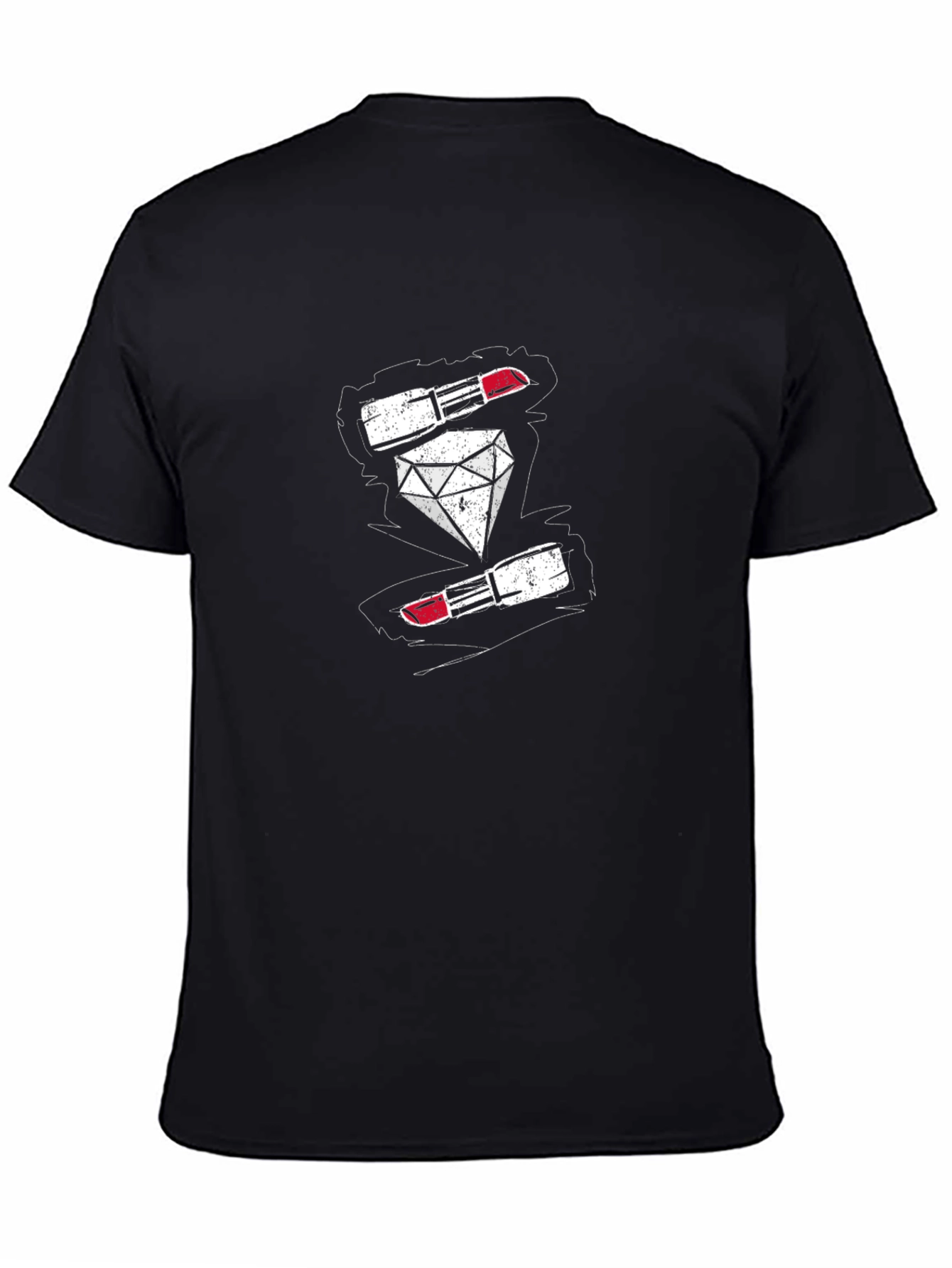 Diamond & Lipstick Graphic Print Mens Black T-Shirt