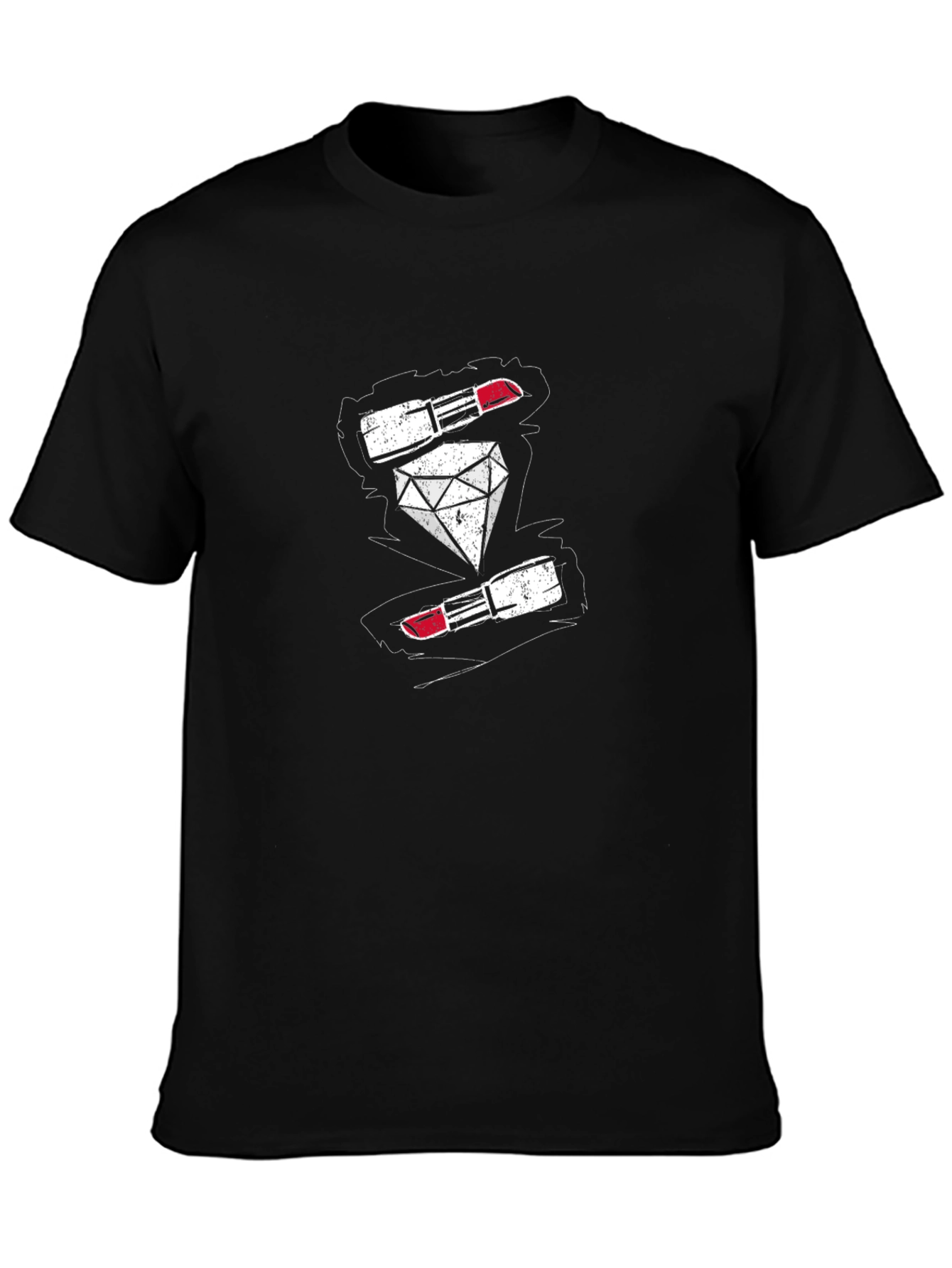 Diamond & Lipstick Graphic Print Mens Black T-Shirt