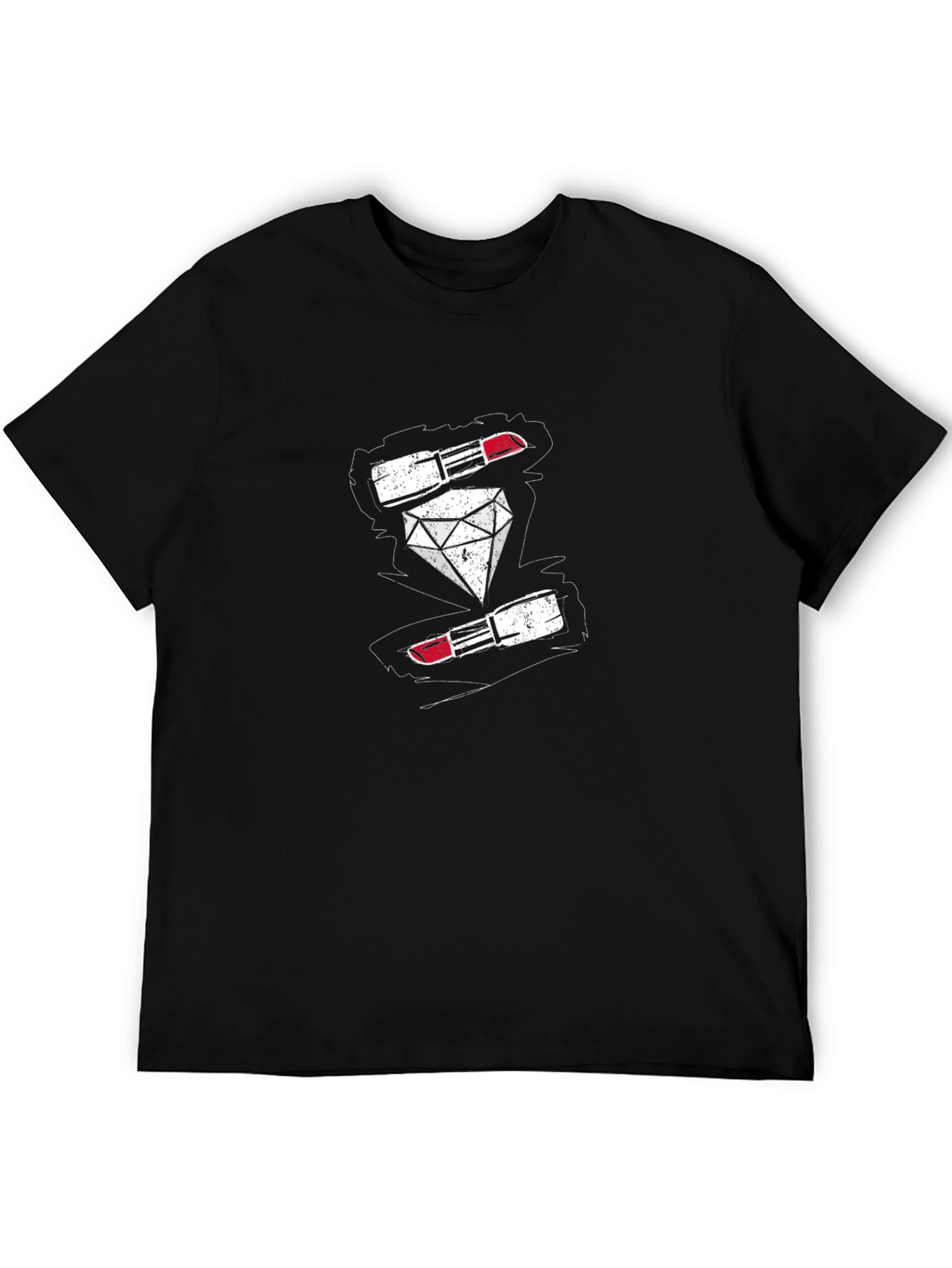 Diamond & Lipstick Graphic Print Mens Black T-Shirt