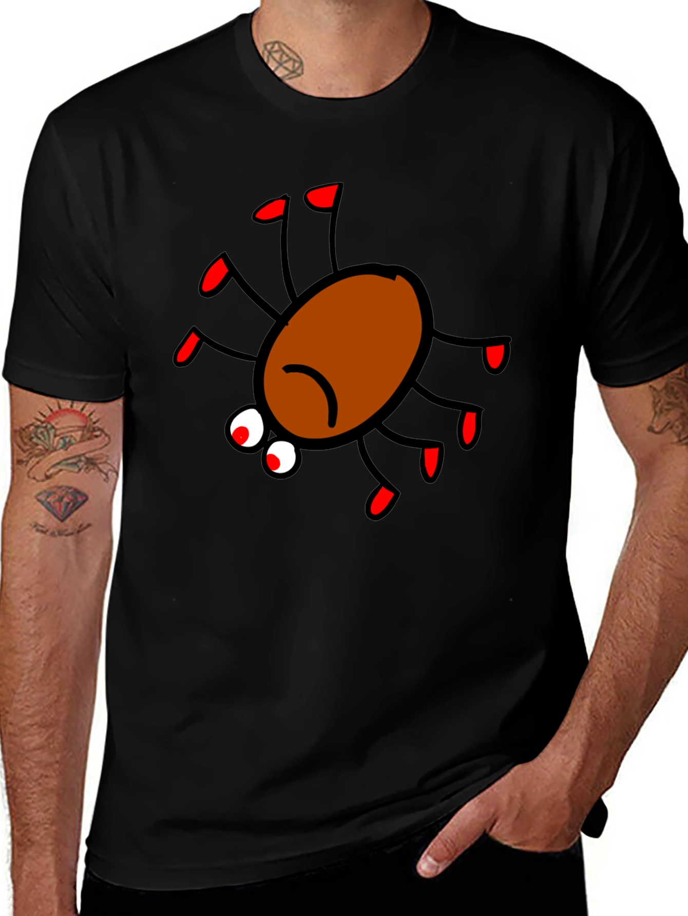 Spider Graphic Print Black T-Shirt