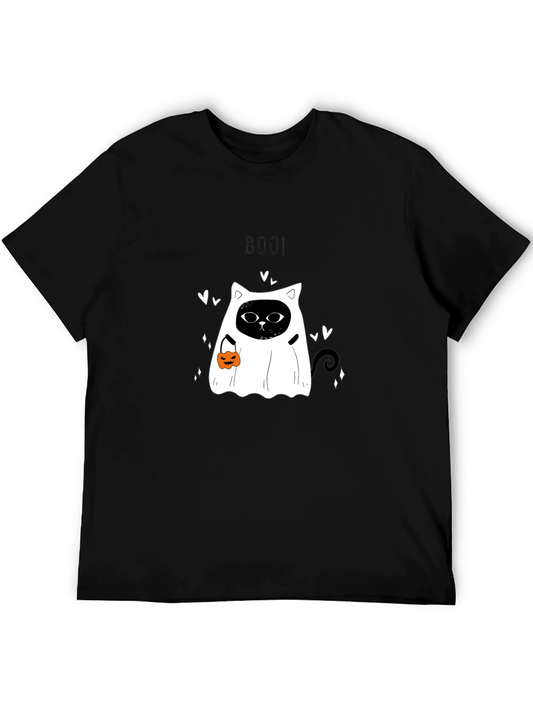 Halloween Cat Ghost T-Shirt - Boo!