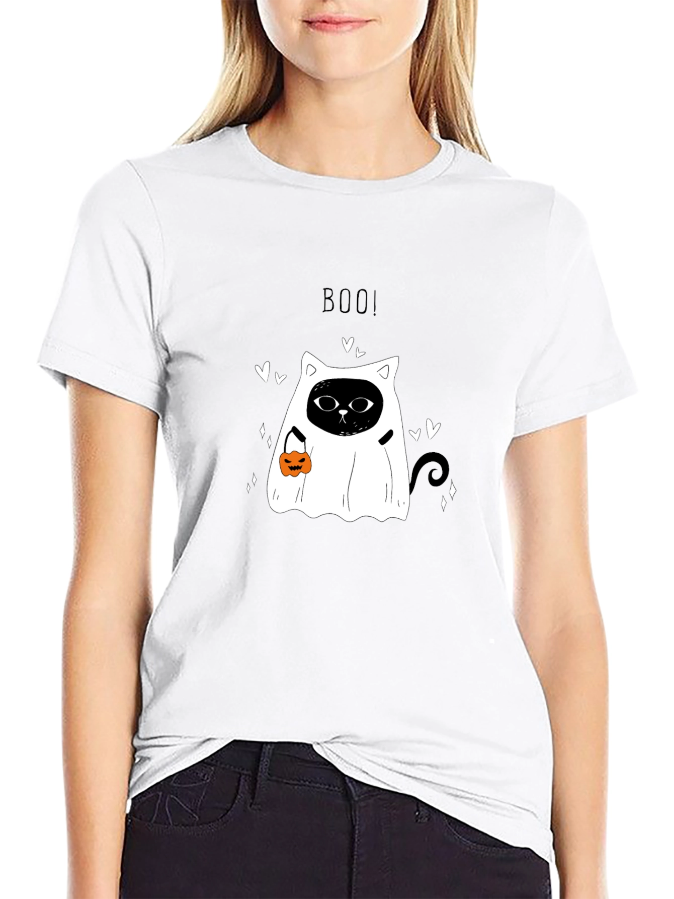 Halloween Cat Ghost T-Shirt - Boo!