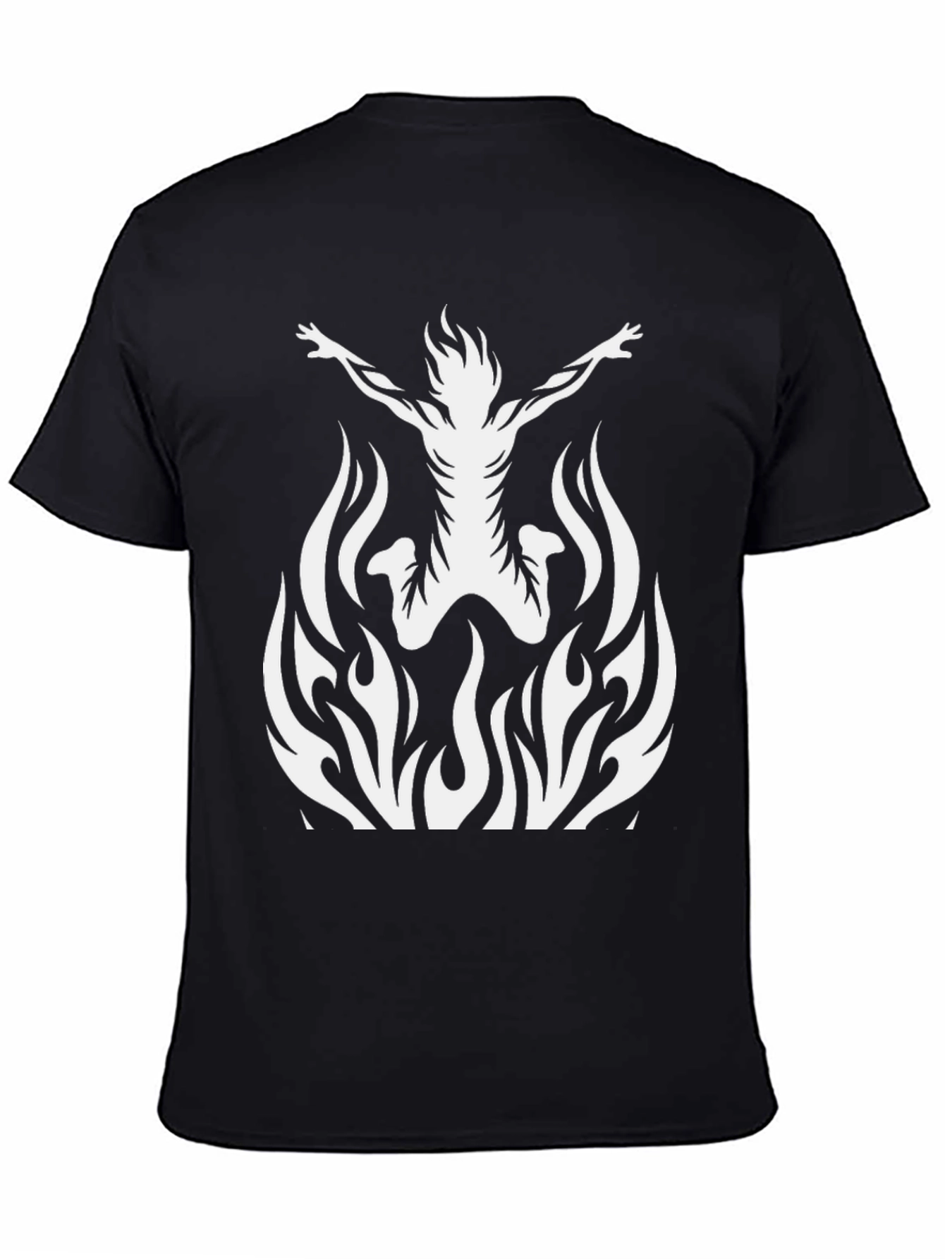 Fiery Silhouette Graphic Tee - Black Cotton T-Shirt