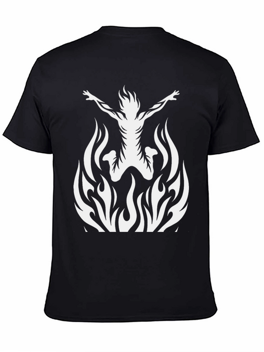 Fiery Silhouette Graphic Tee - Black Cotton T-Shirt