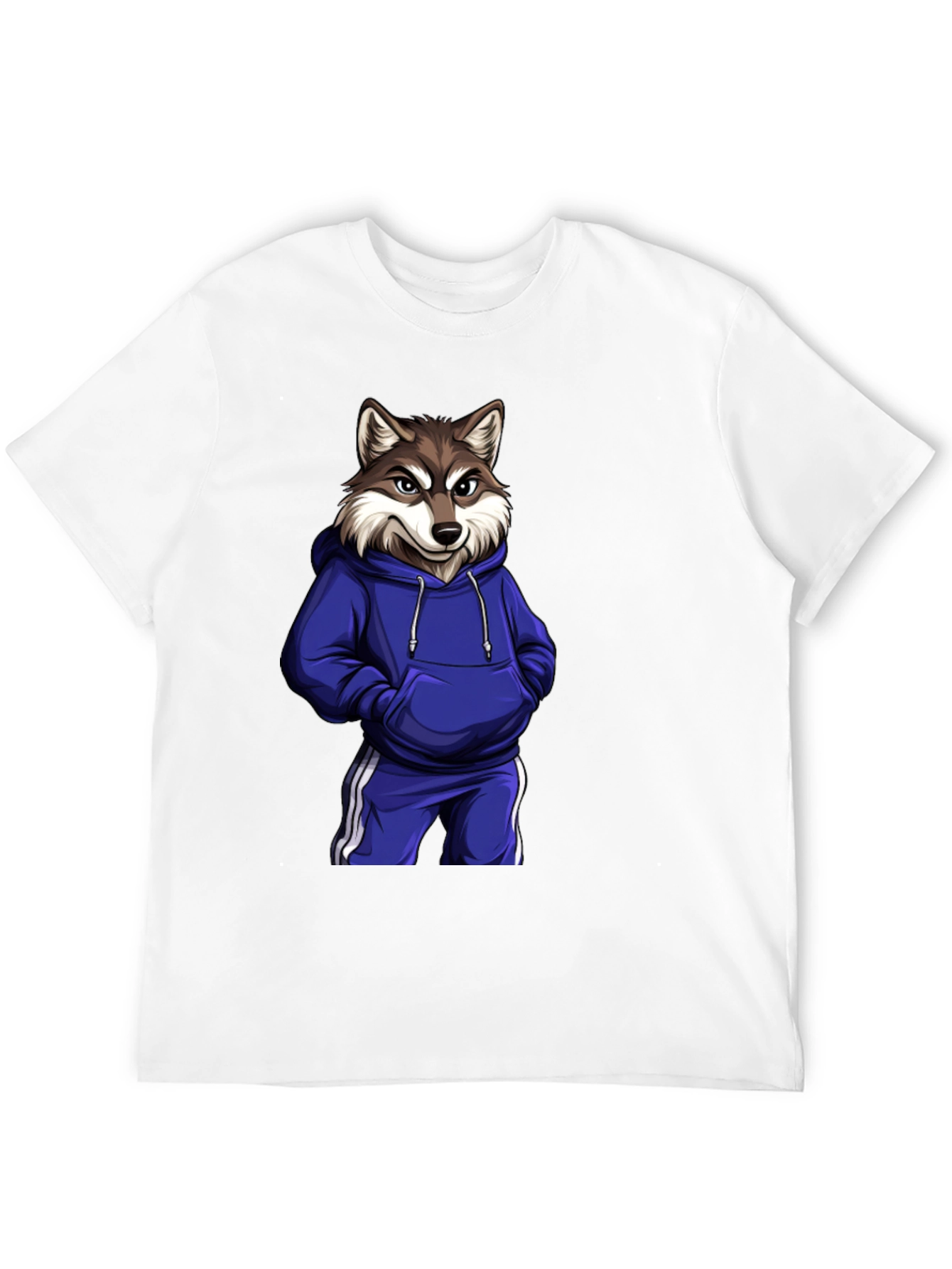 Cool Wolf Cartoon Graphic Black T-Shirt