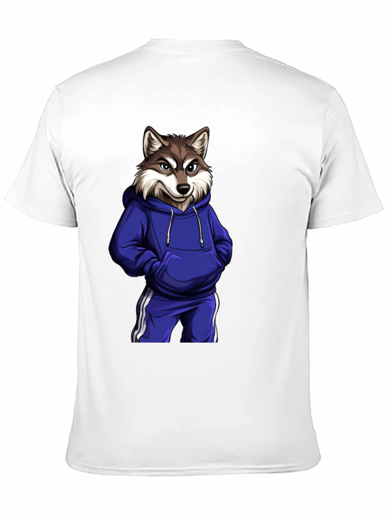 Cool Wolf Cartoon Graphic Black T-Shirt