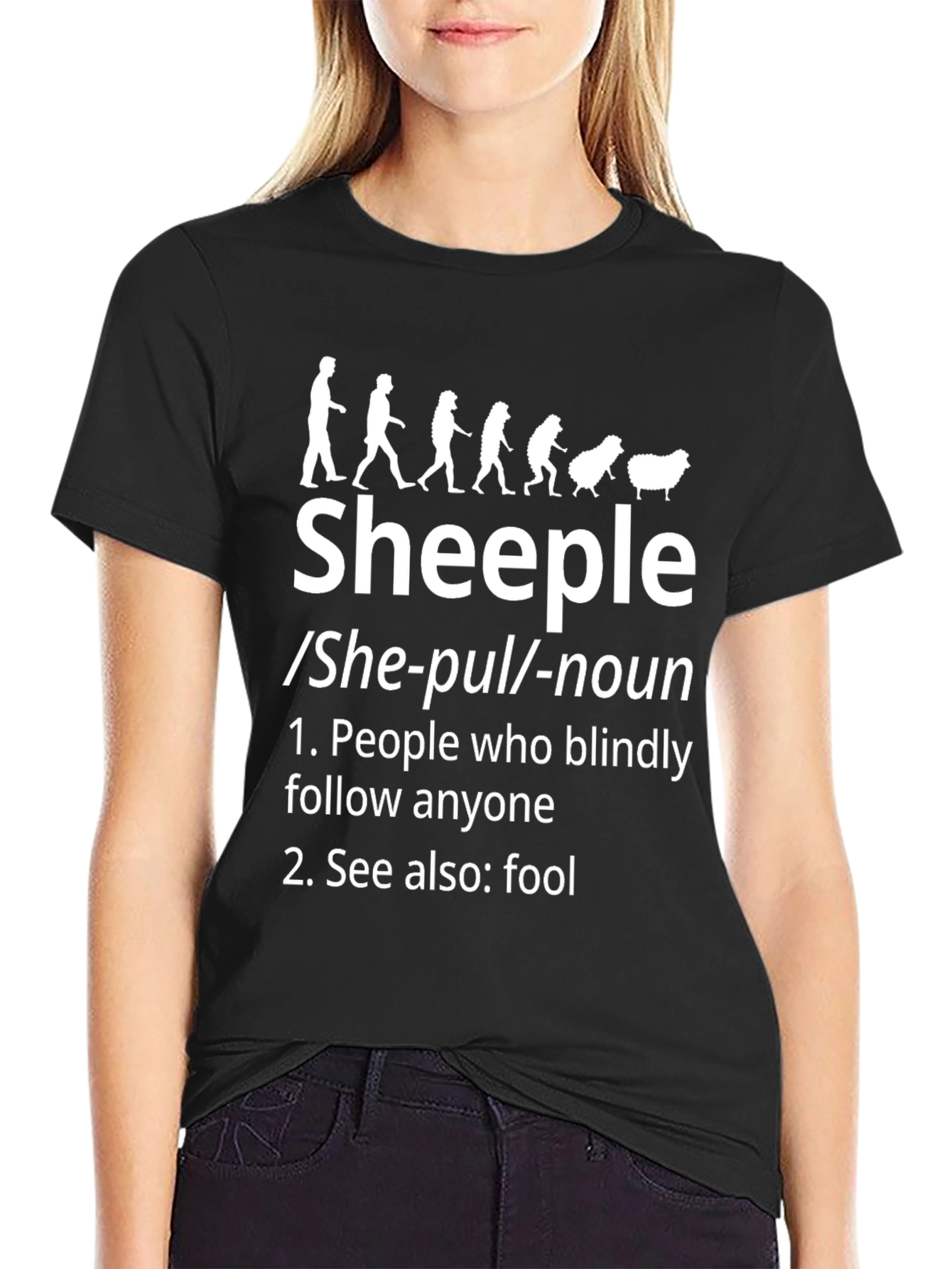 Sheeple Definition Black T-Shirt