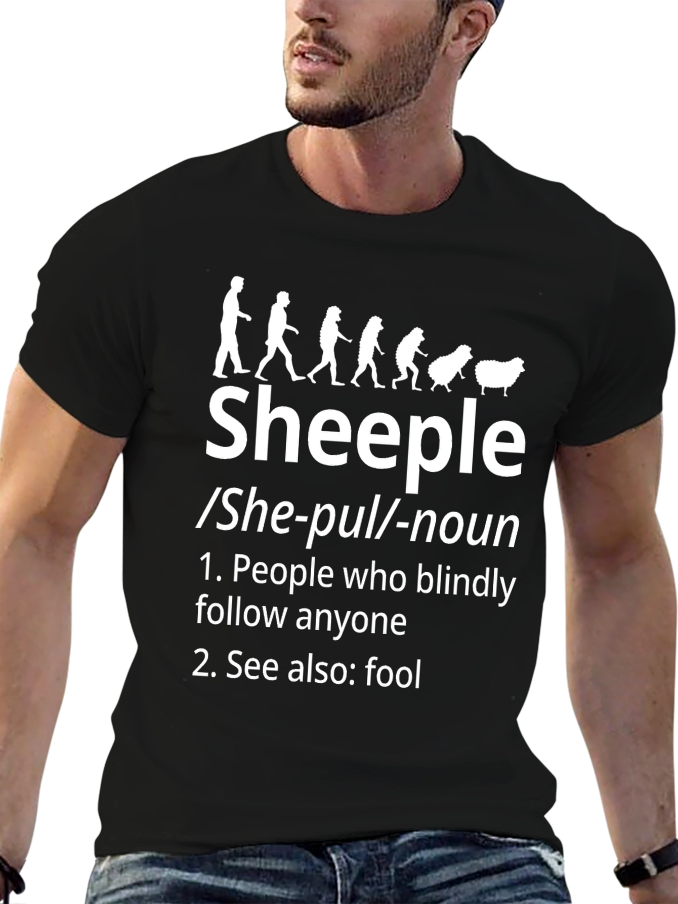 Sheeple Definition Black T-Shirt