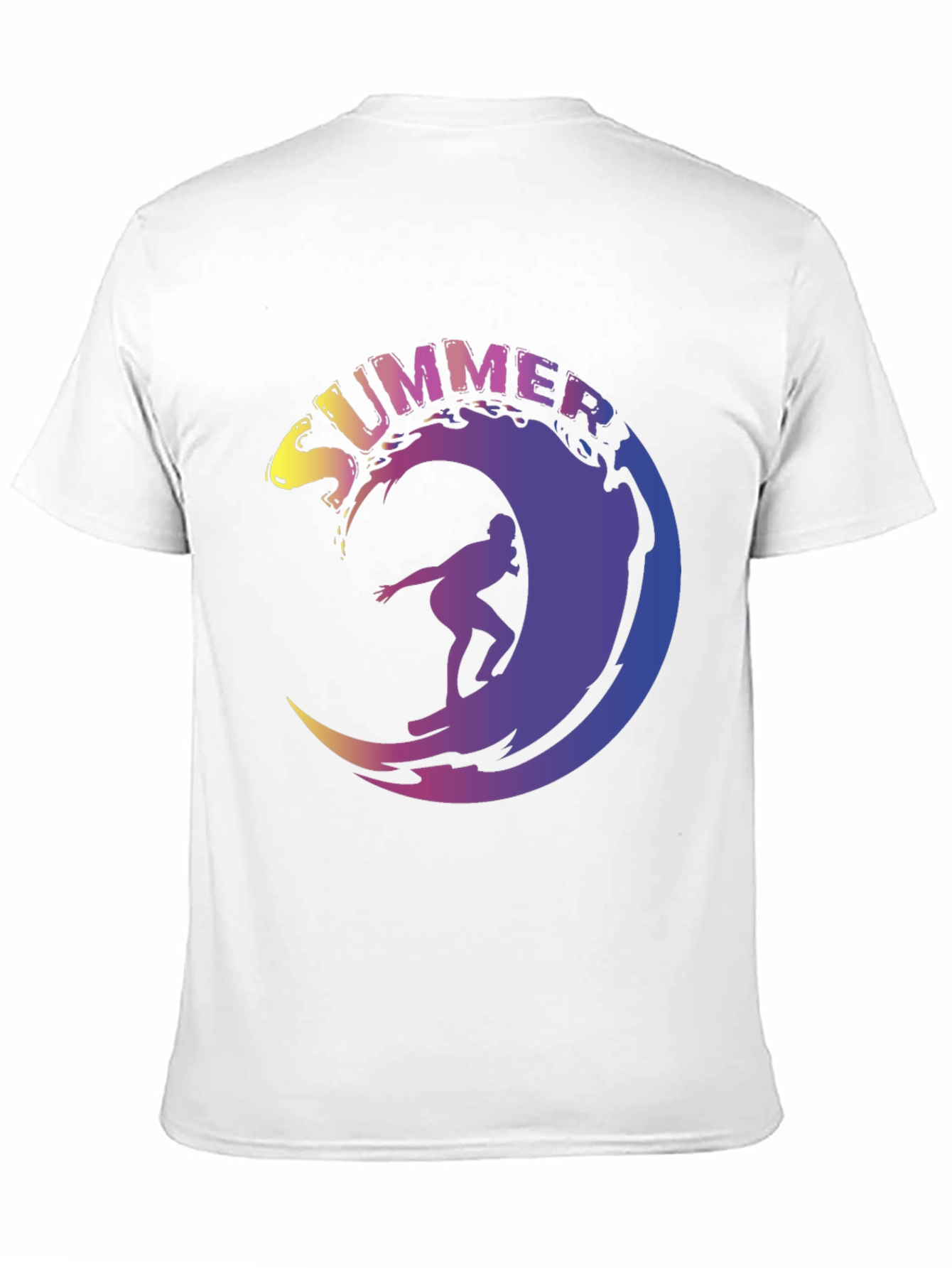 Summer Surfing Wave Graphic Tee - Black