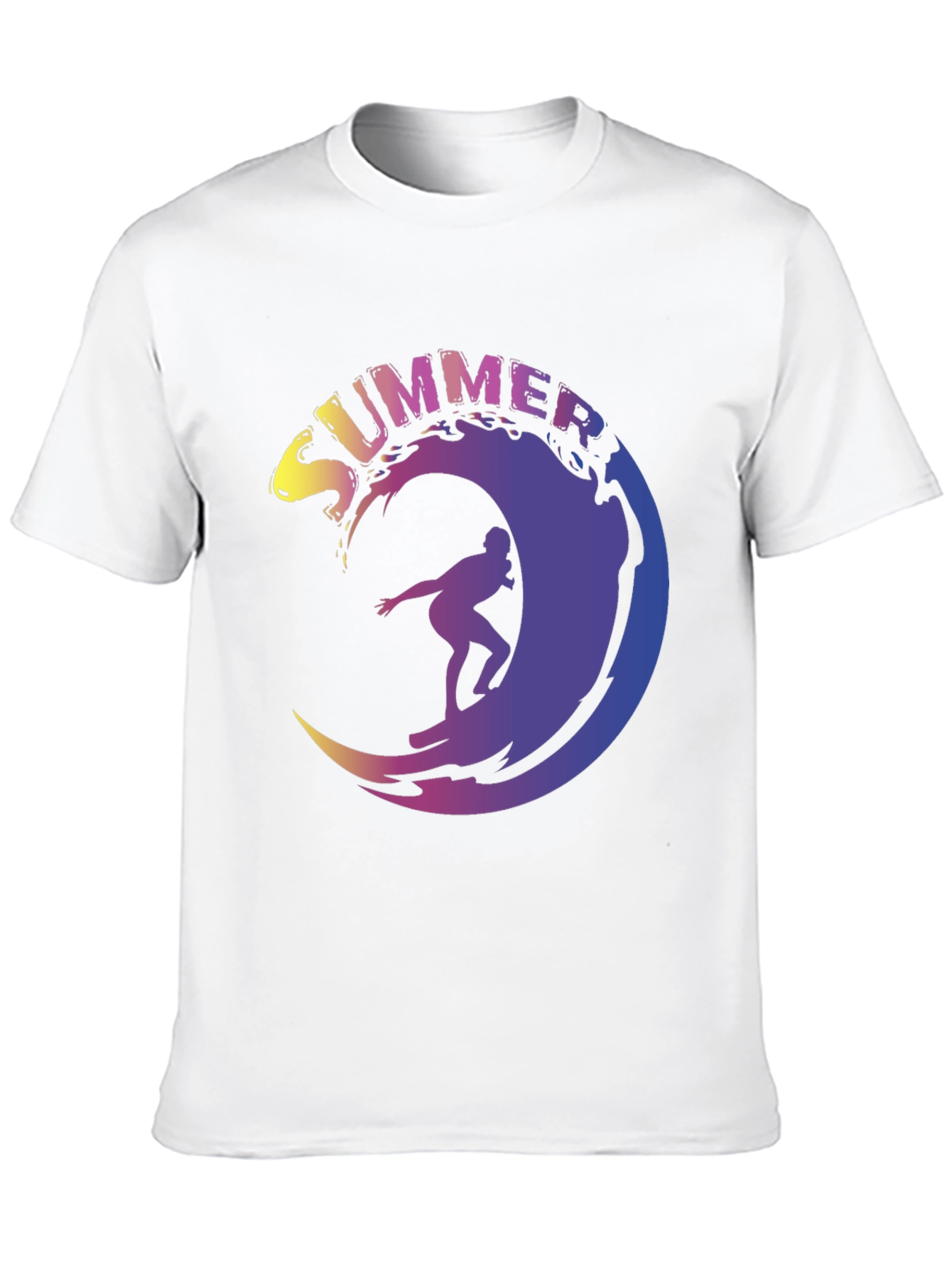 Summer Surfing Wave Graphic Tee - Black