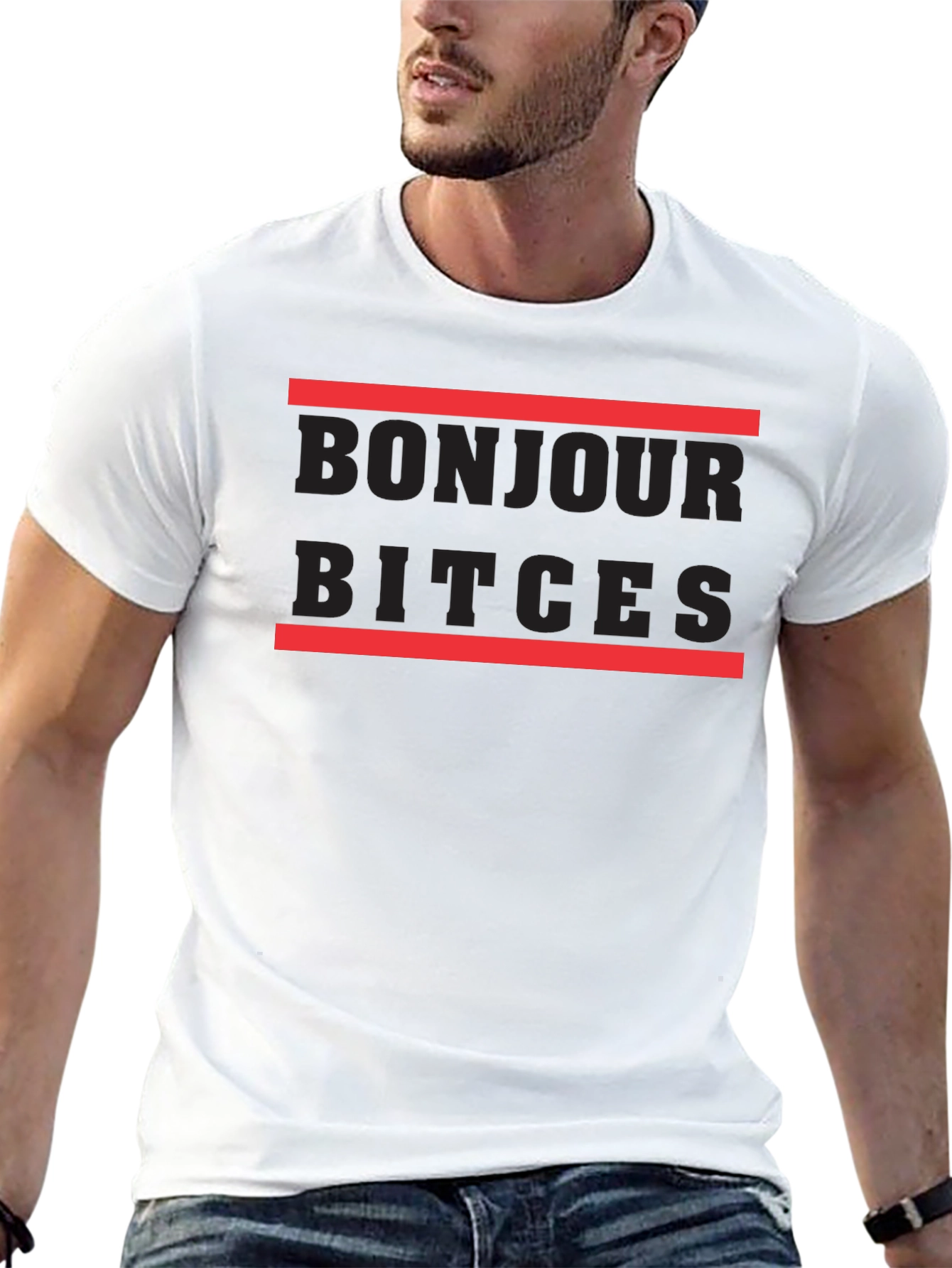 Bonjour Bitches Graphic Tee - Black Casual T-Shirt