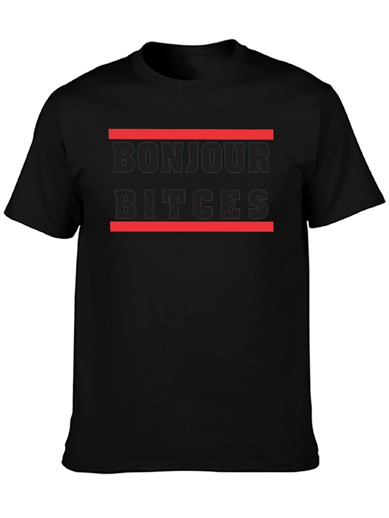 Bonjour Bitches Graphic Tee - Black Casual T-Shirt