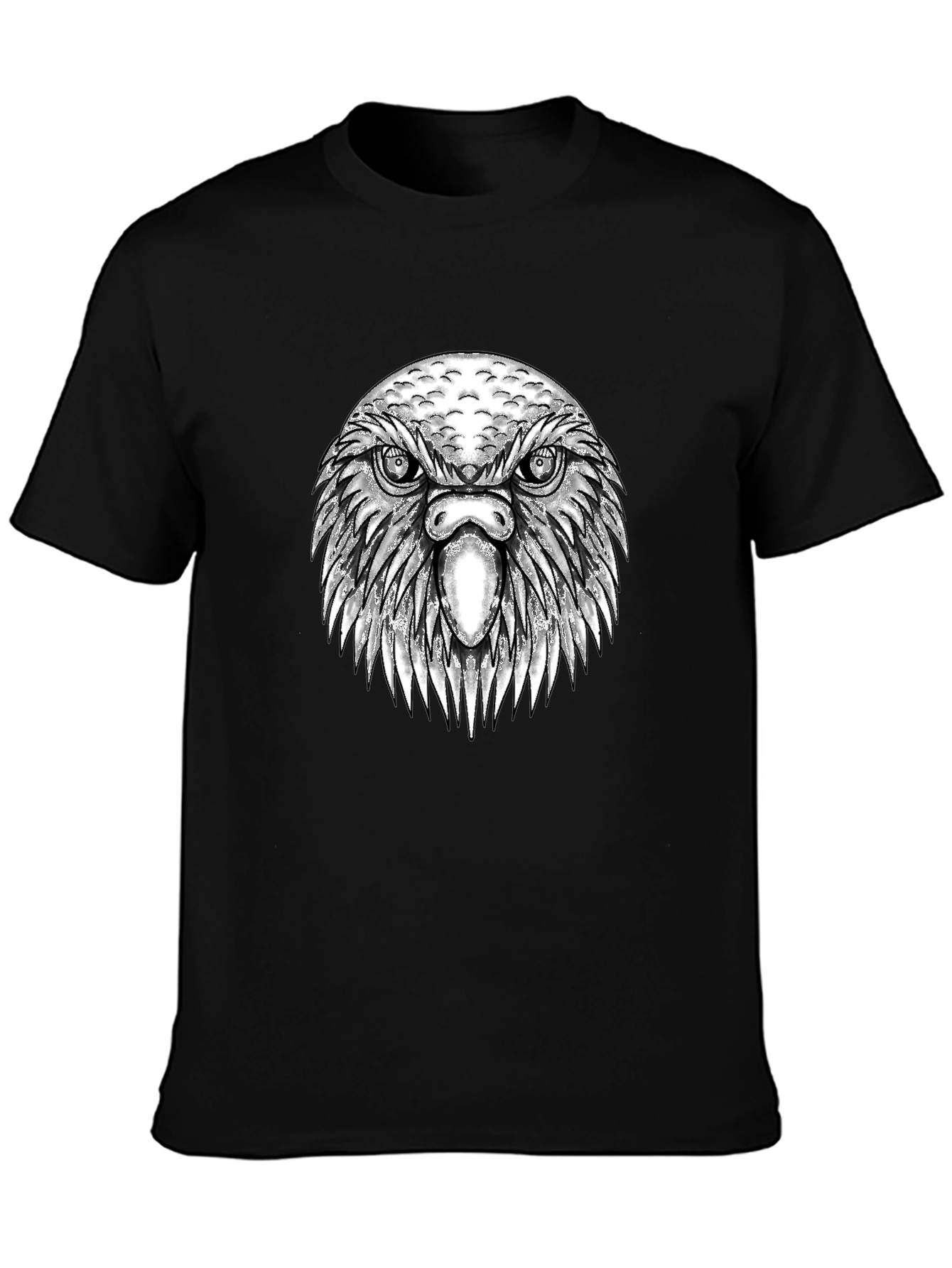 Eagle Head Graphic Tee - Black Cotton T-Shirt
