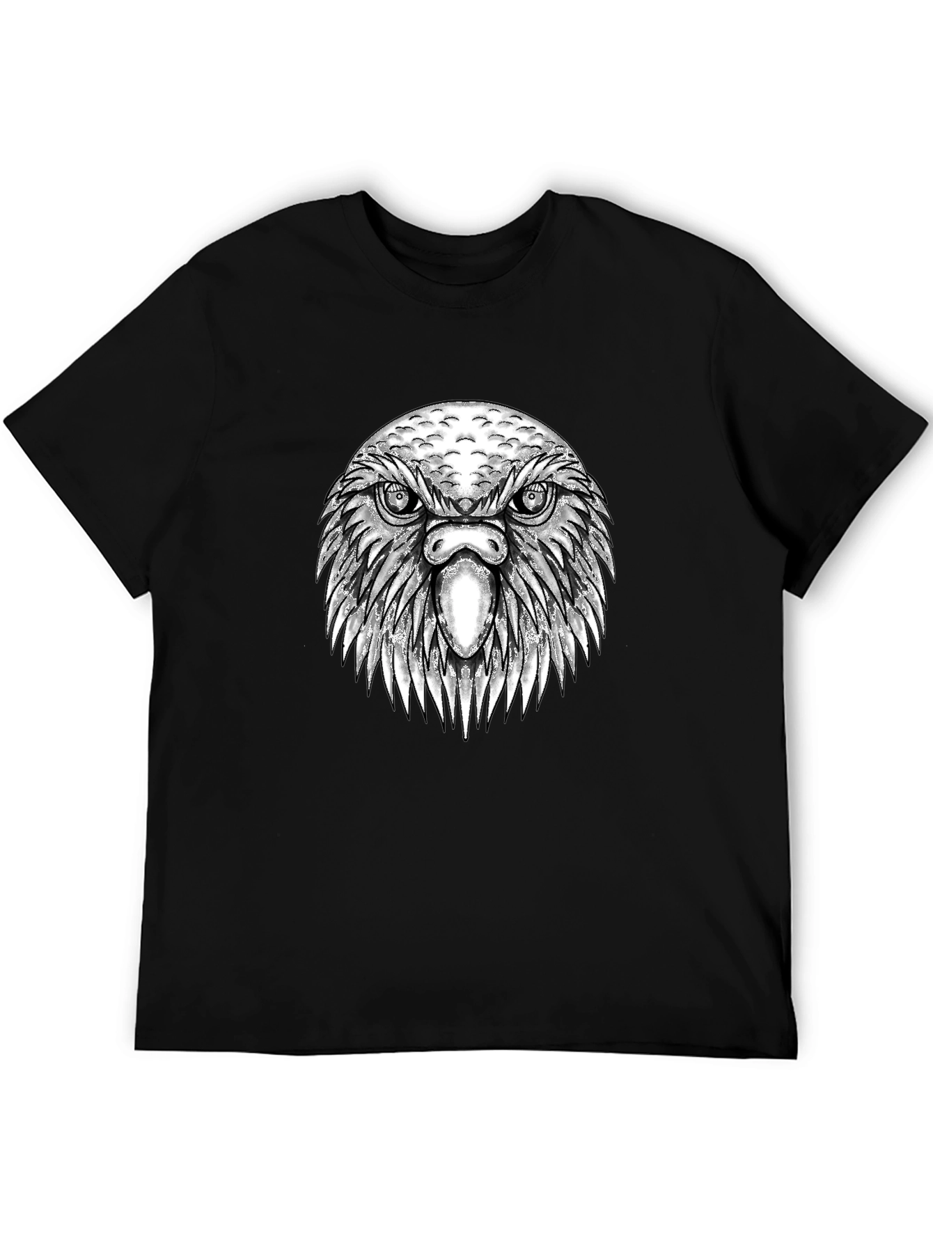 Eagle Head Graphic Tee - Black Cotton T-Shirt