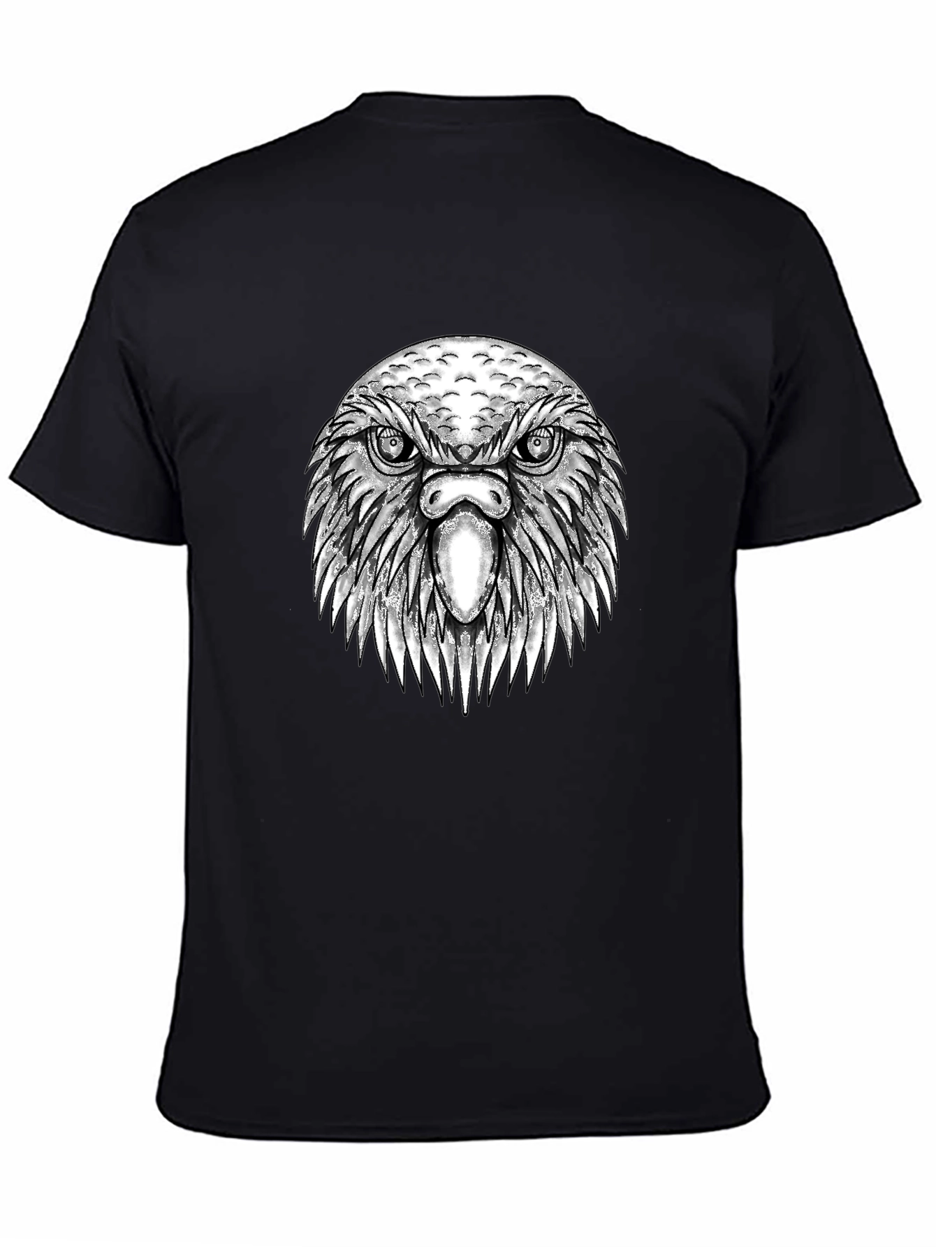 Eagle Head Graphic Tee - Black Cotton T-Shirt