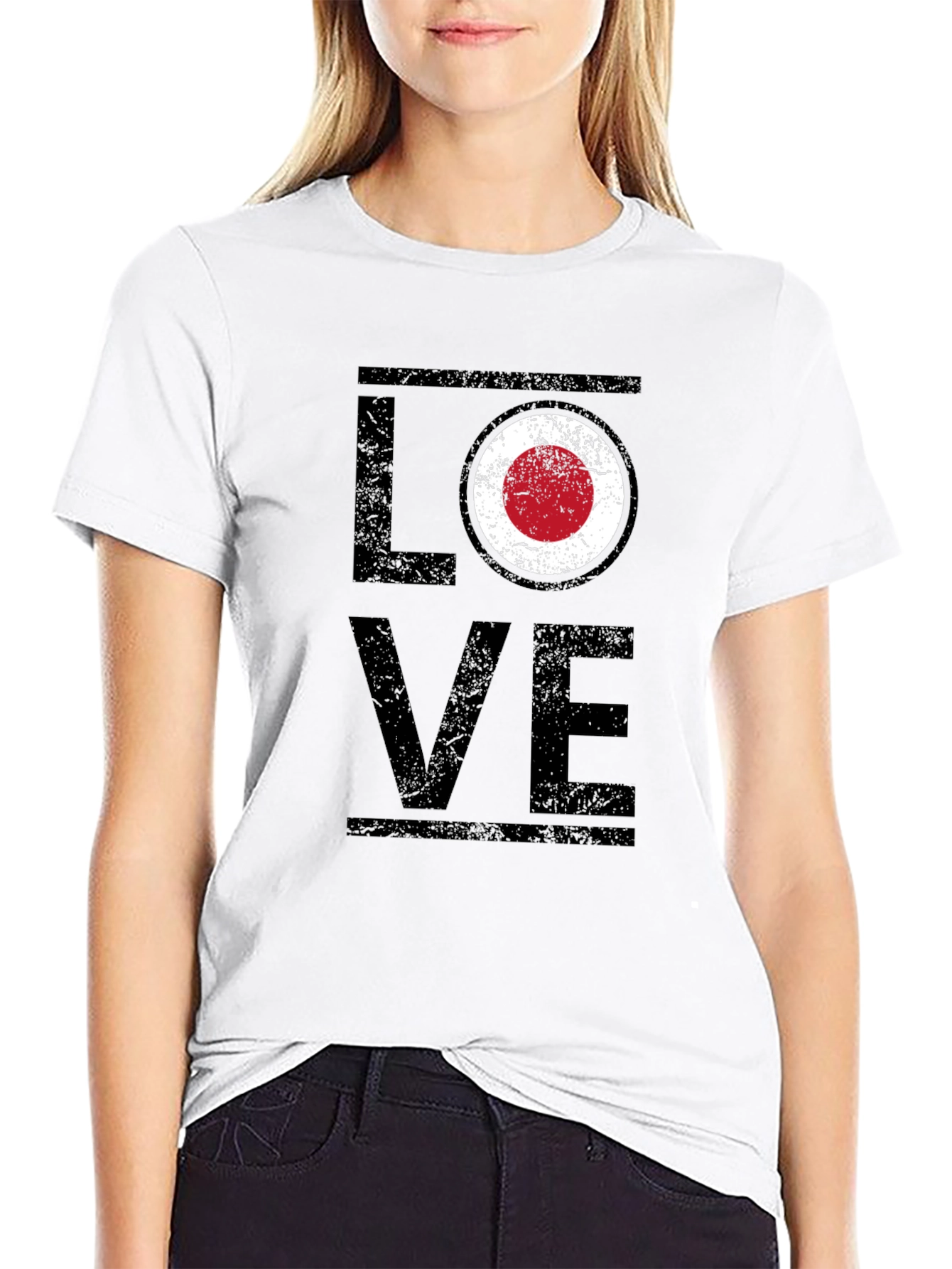 LOVE Graphic Tee - Japan Flag Style