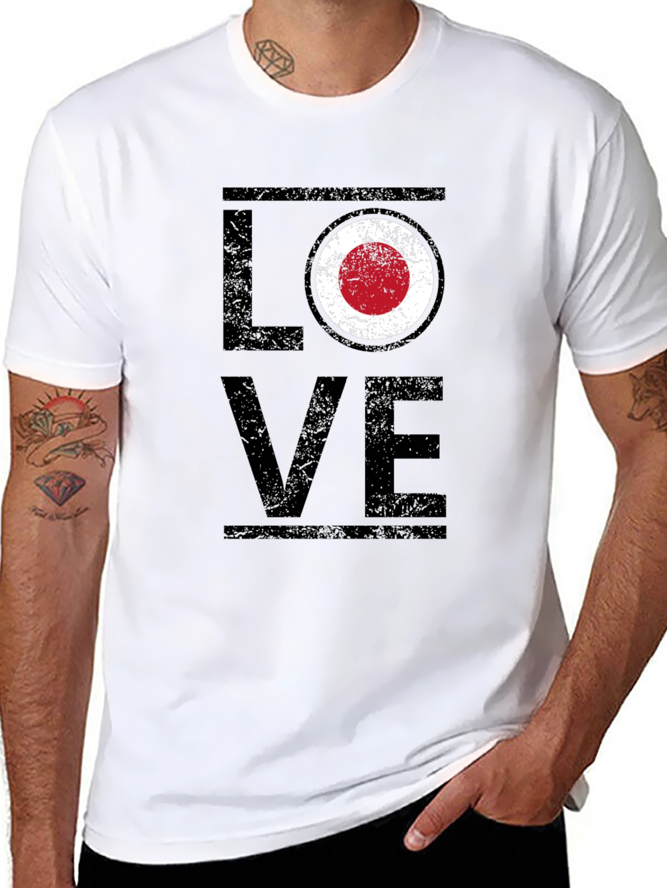 LOVE Graphic Tee - Japan Flag Style