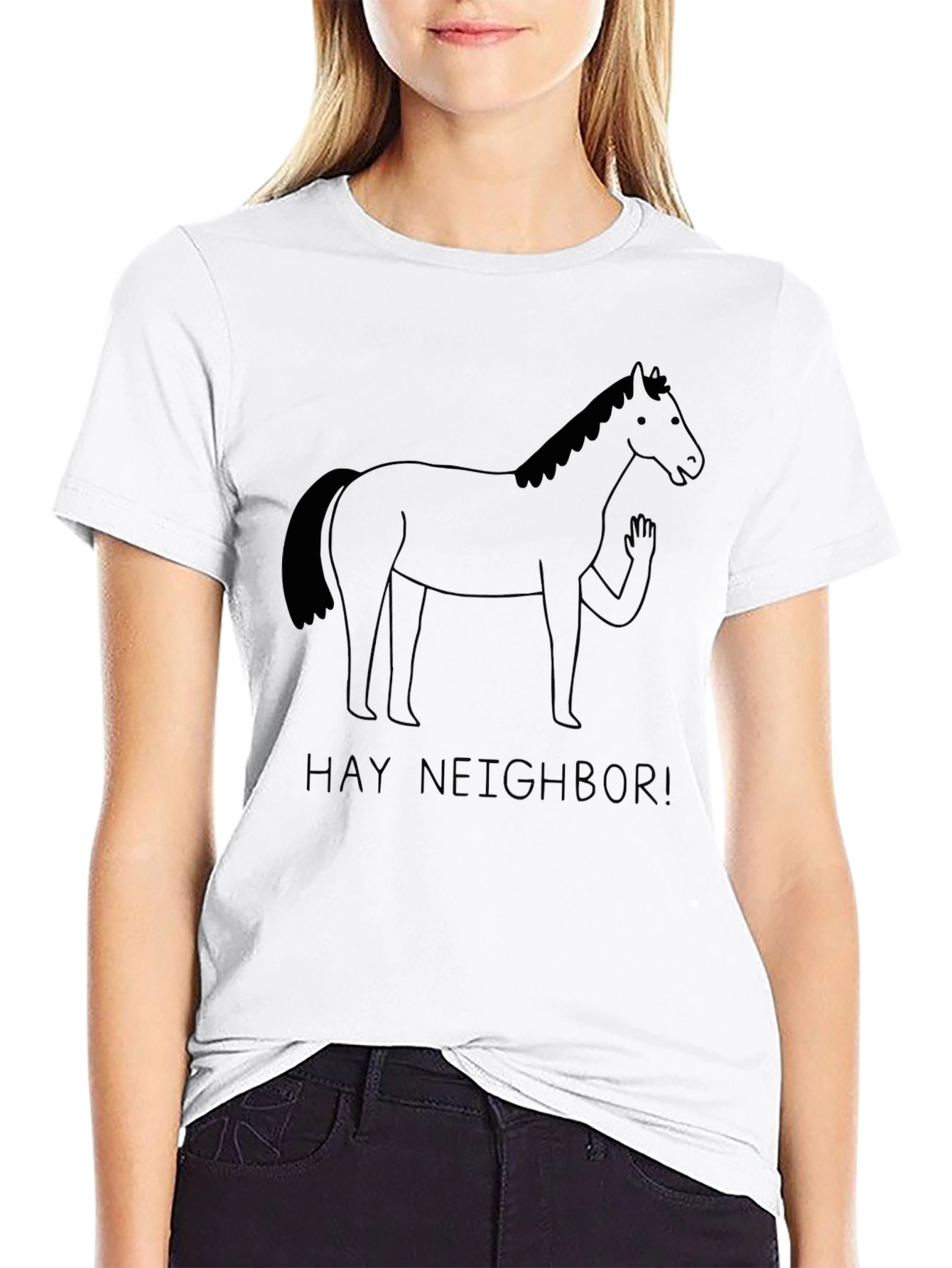 Hay Neighbor Horse T-Shirt Black