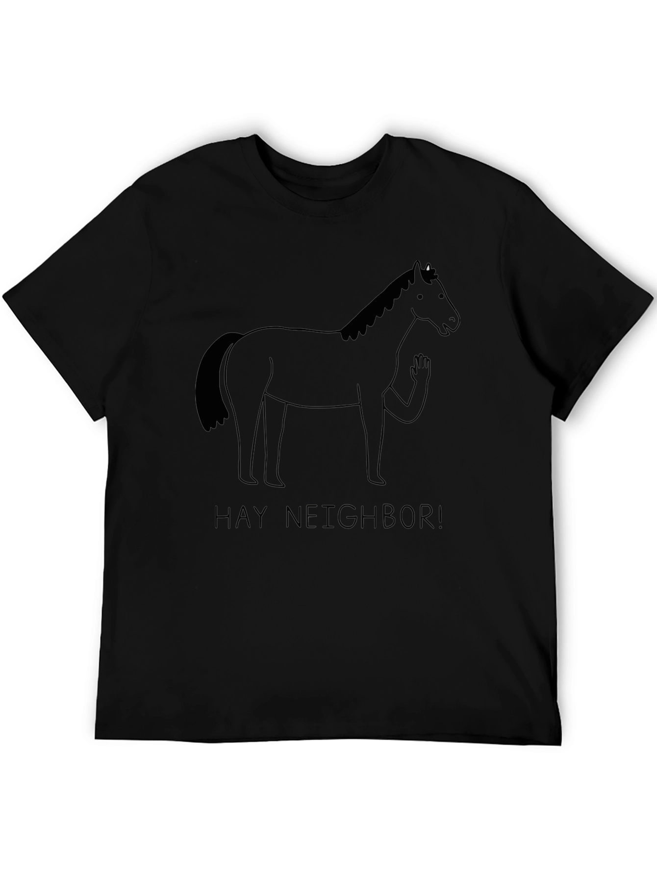 Hay Neighbor Horse T-Shirt Black