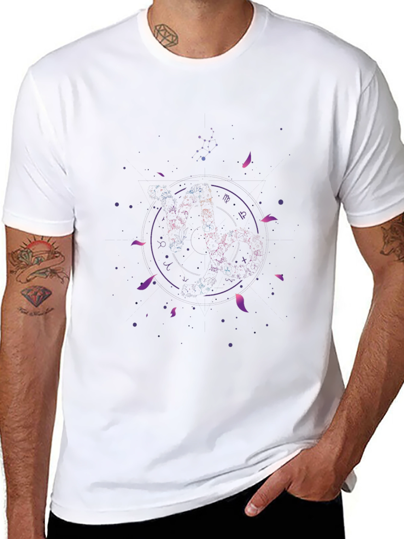 Zodiac Galaxy Graphic Black T-Shirt