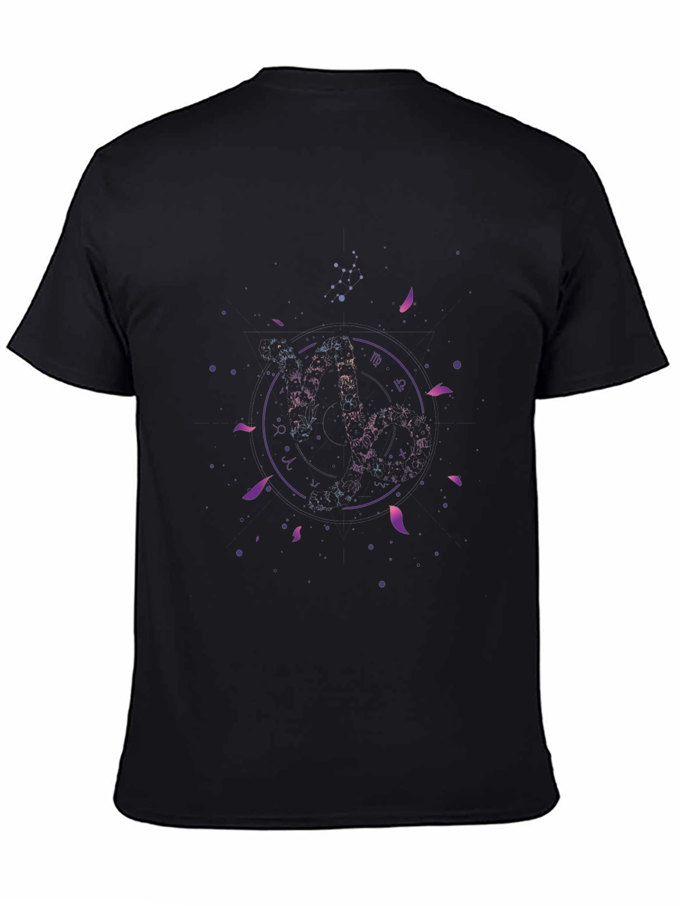 Zodiac Galaxy Graphic Black T-Shirt