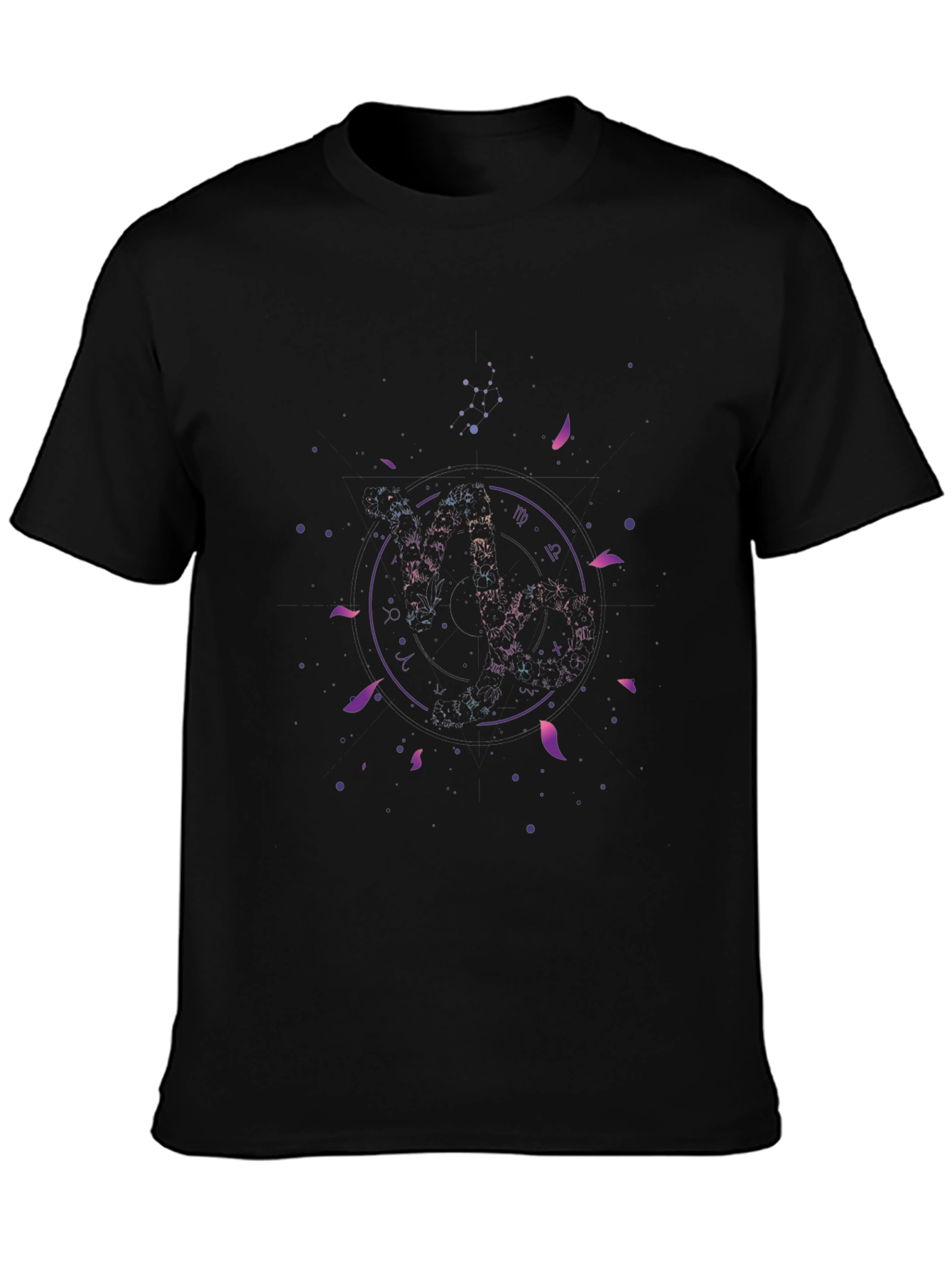 Zodiac Galaxy Graphic Black T-Shirt