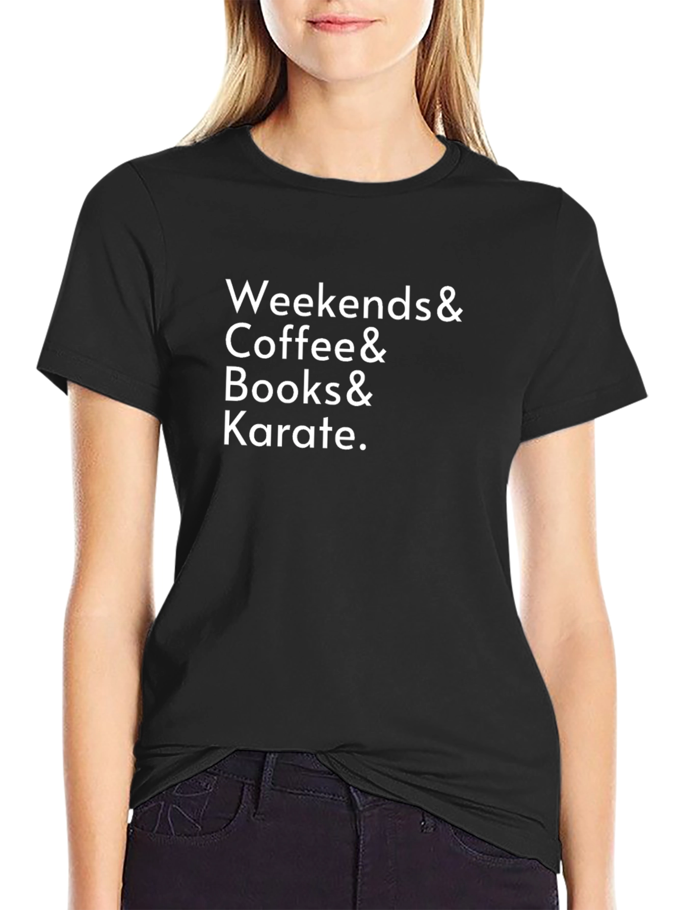Weekends Coffee Books Karate Black Graphic Tee
