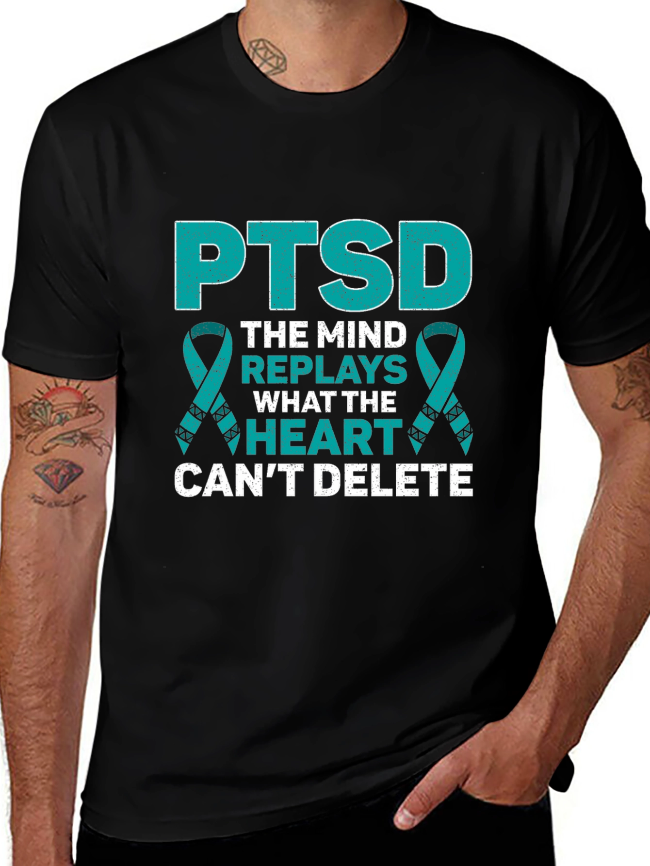 PTSD Awareness Ribbon Graphic T-Shirt