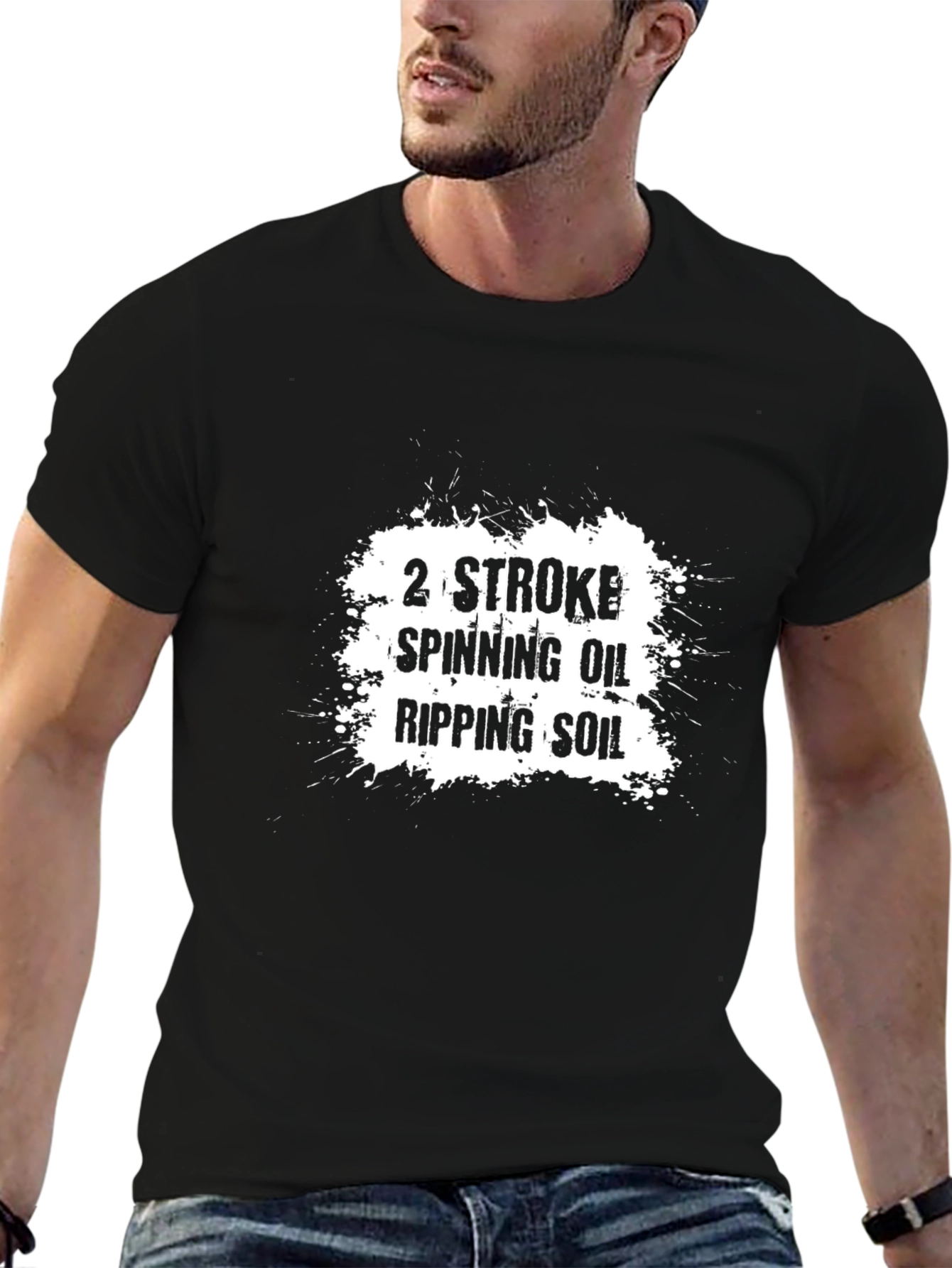 2 Stroke Spinning Oil Ripping Soil Black T-Shirt