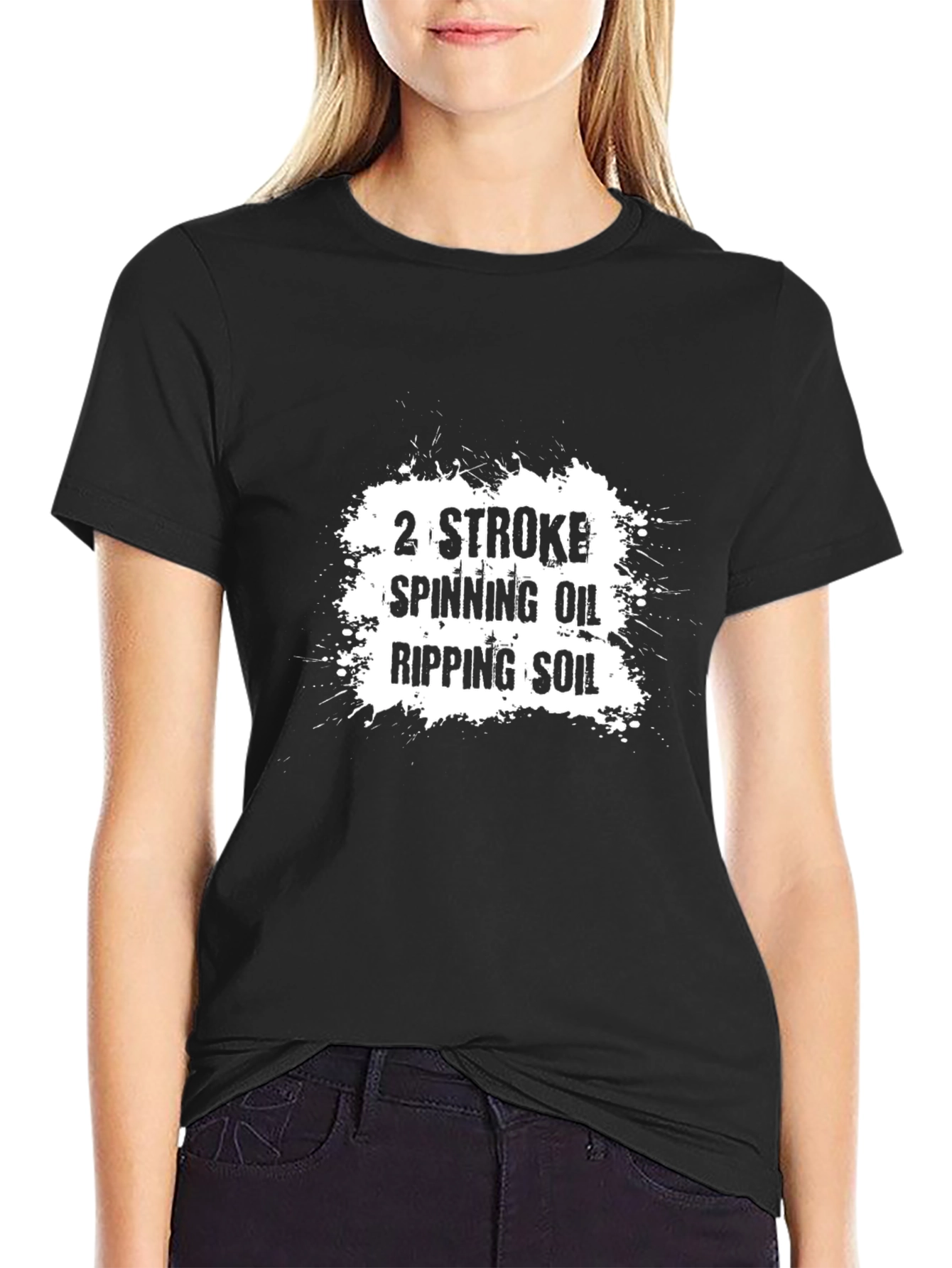 2 Stroke Spinning Oil Ripping Soil Black T-Shirt