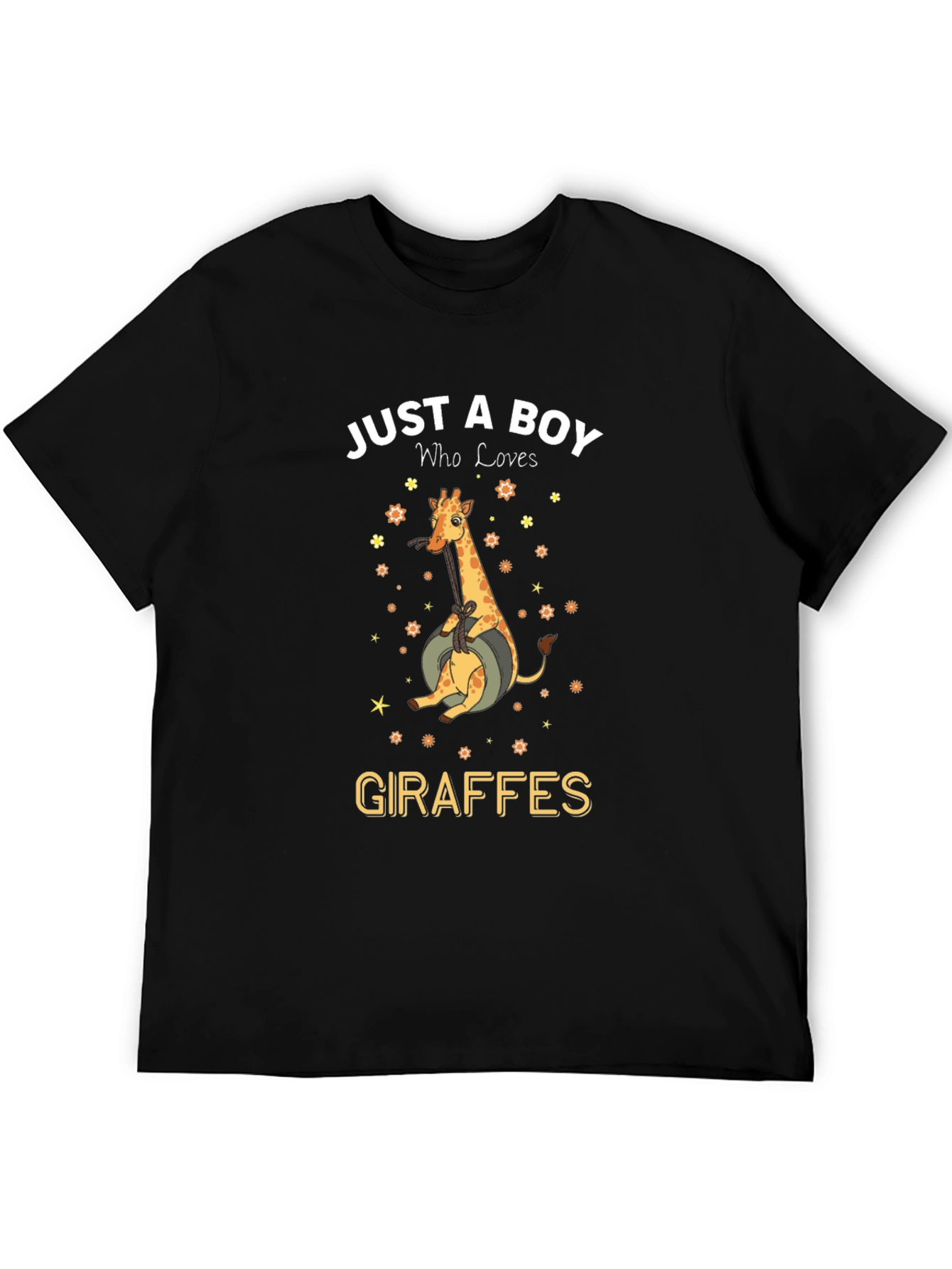 Boy Who Loves Giraffes Graphic Tee - Black