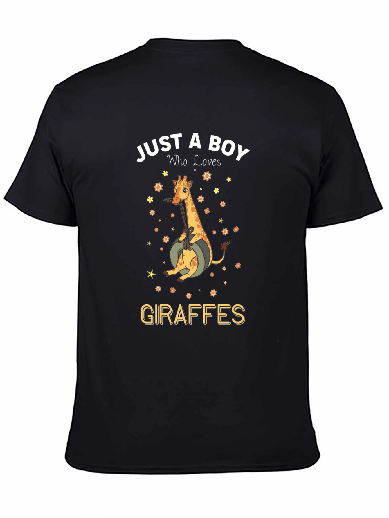 Boy Who Loves Giraffes Graphic Tee - Black