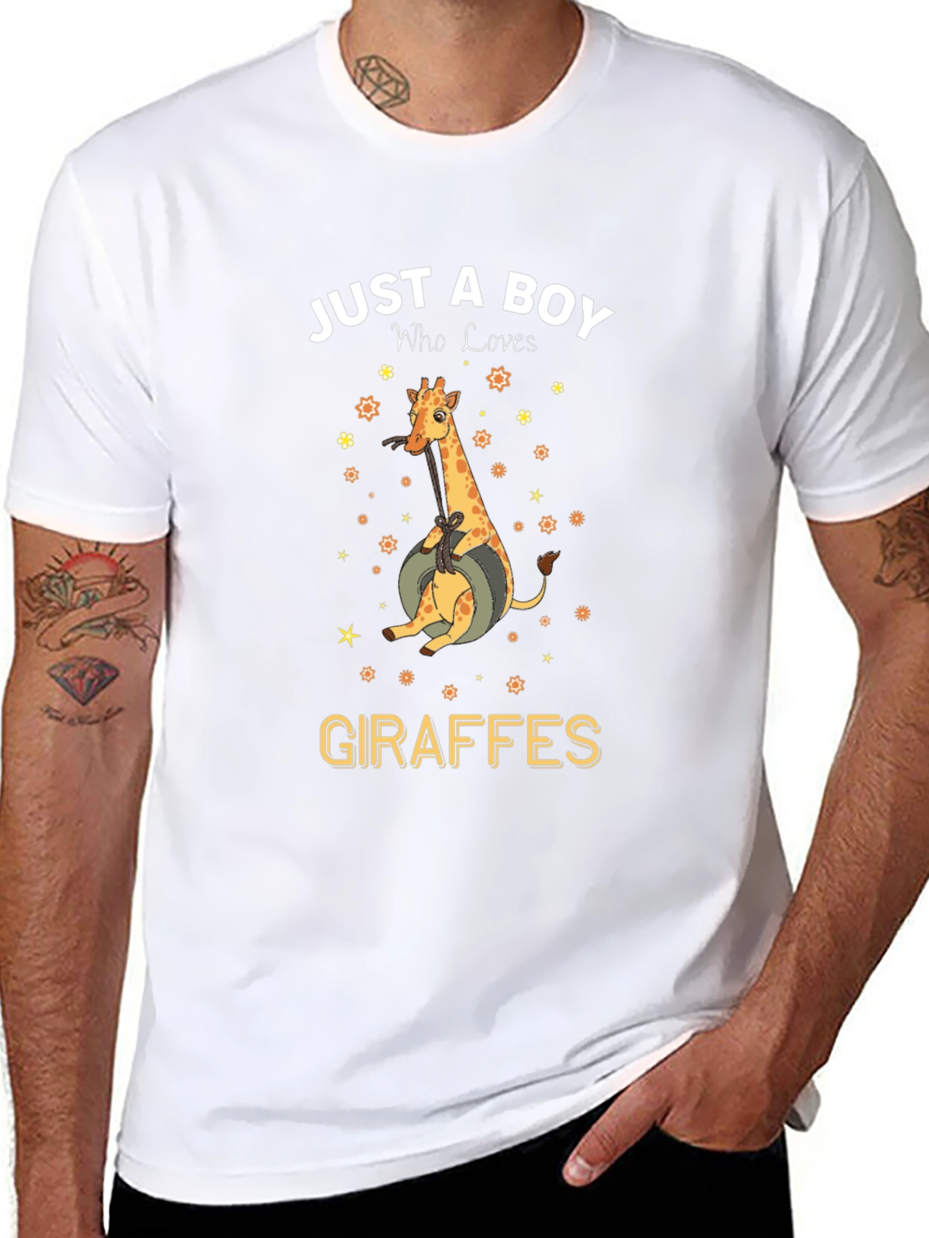 Boy Who Loves Giraffes Graphic Tee - Black