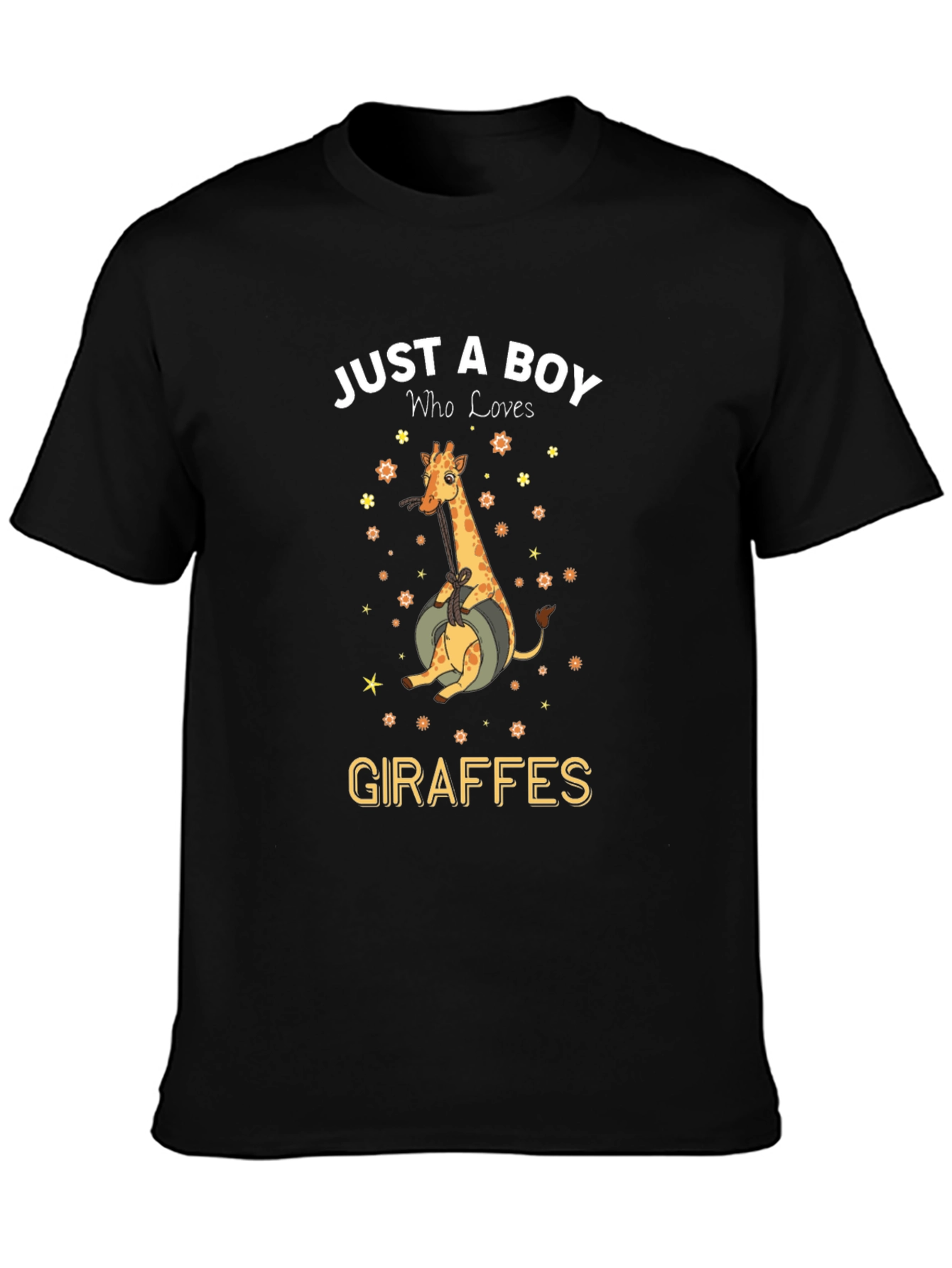 Boy Who Loves Giraffes Graphic Tee - Black
