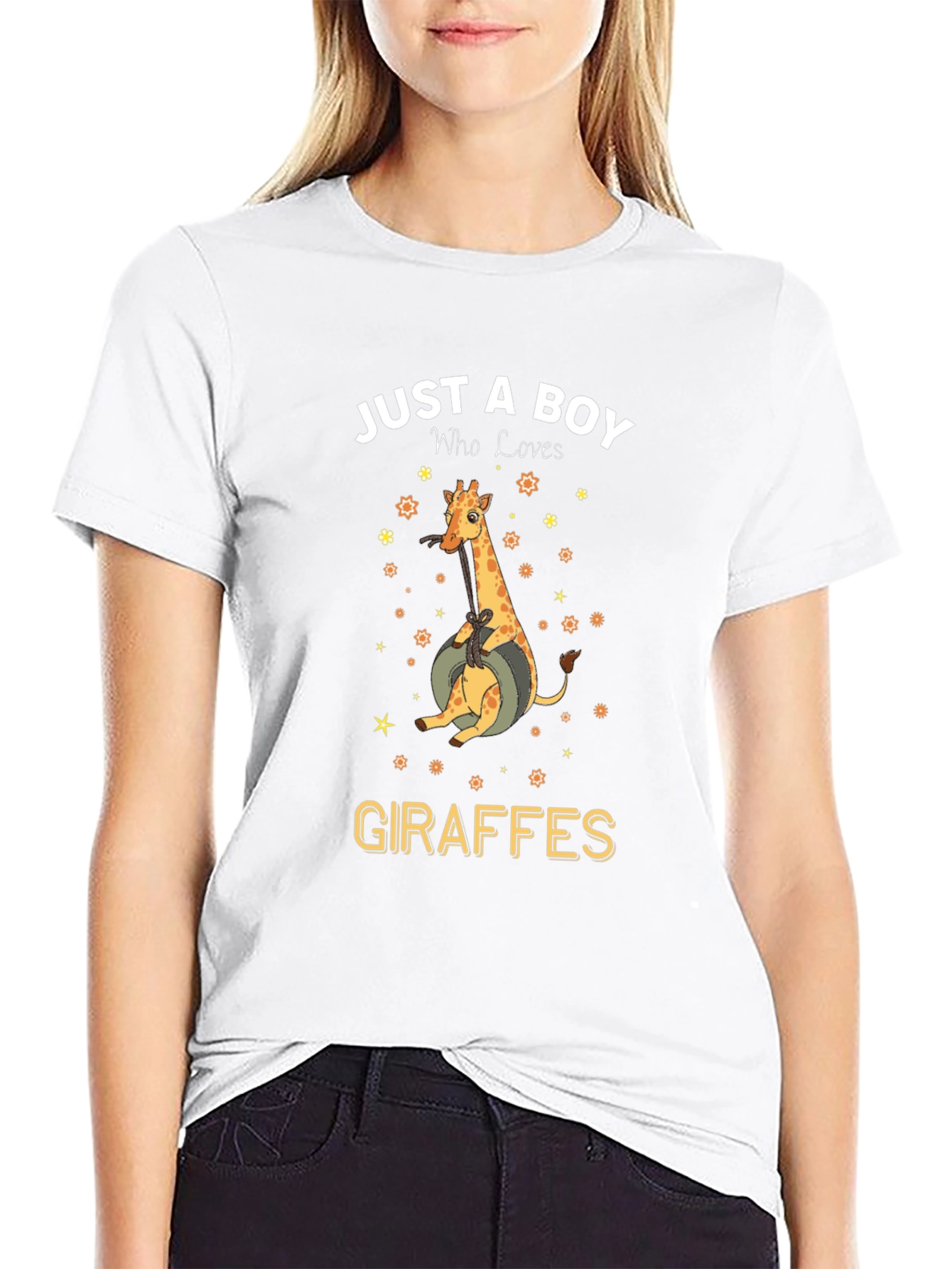 Boy Who Loves Giraffes Graphic Tee - Black