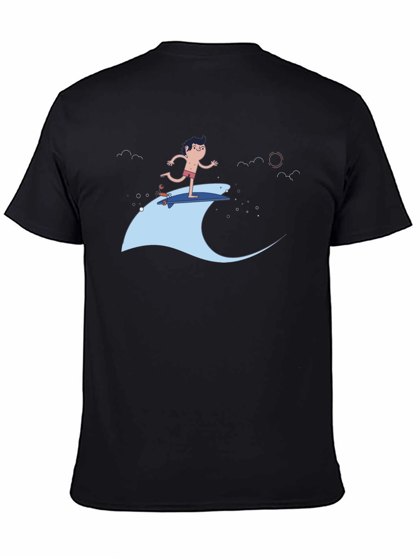 Surfer Dude Black T-Shirt - Cool Graphic Tee