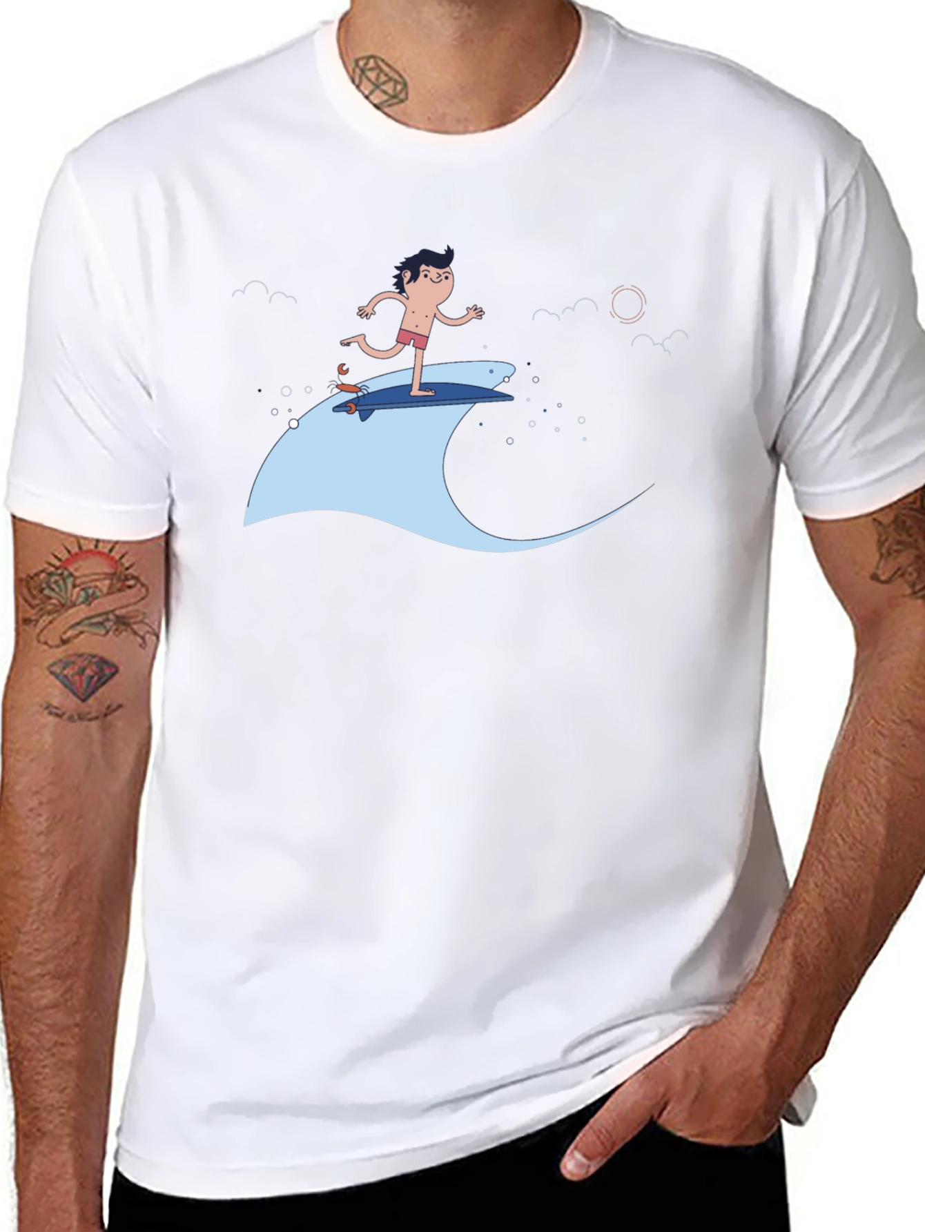 Surfer Dude Black T-Shirt - Cool Graphic Tee