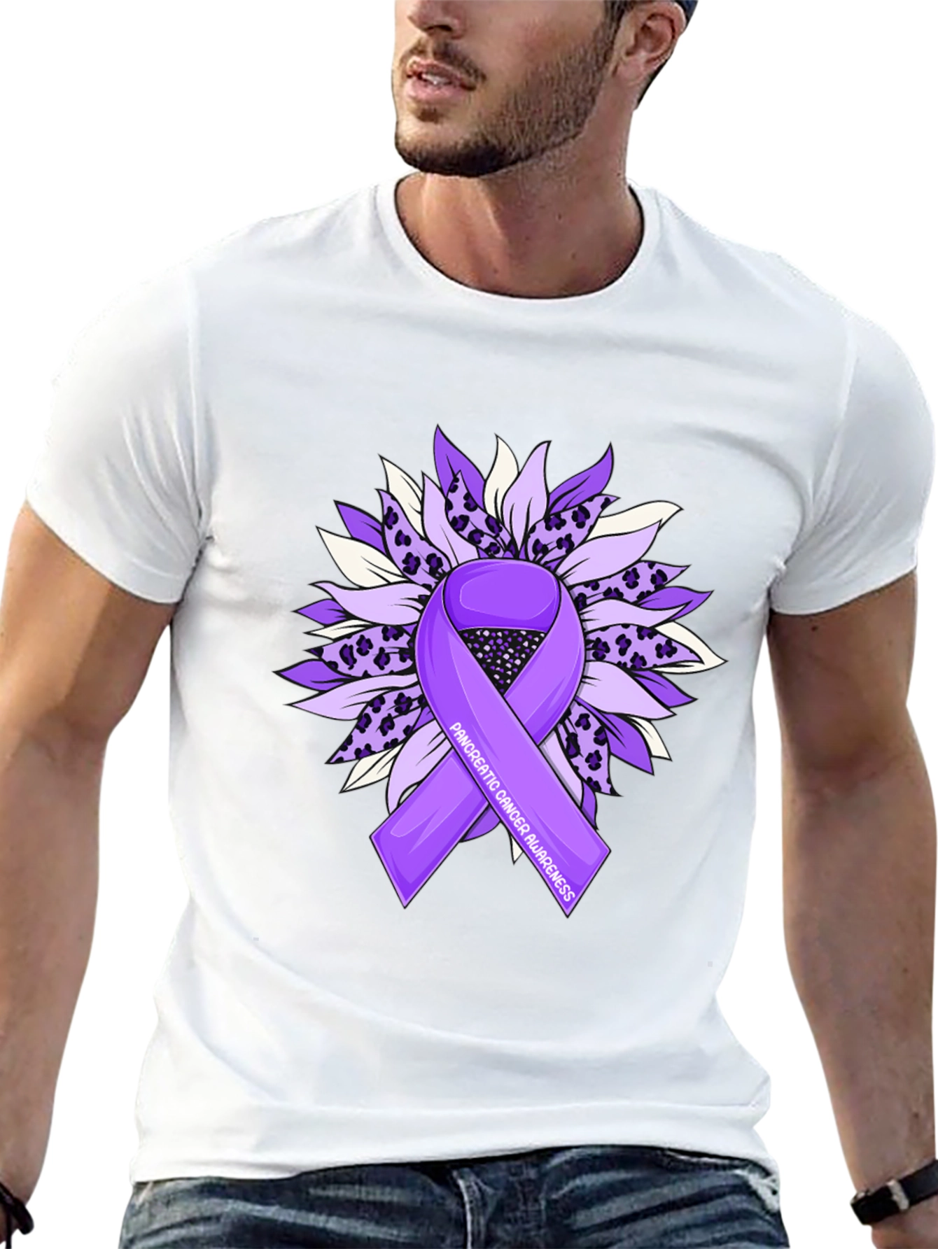 Pancreatic Cancer Awareness Sunflower Ribbon T-Shirt