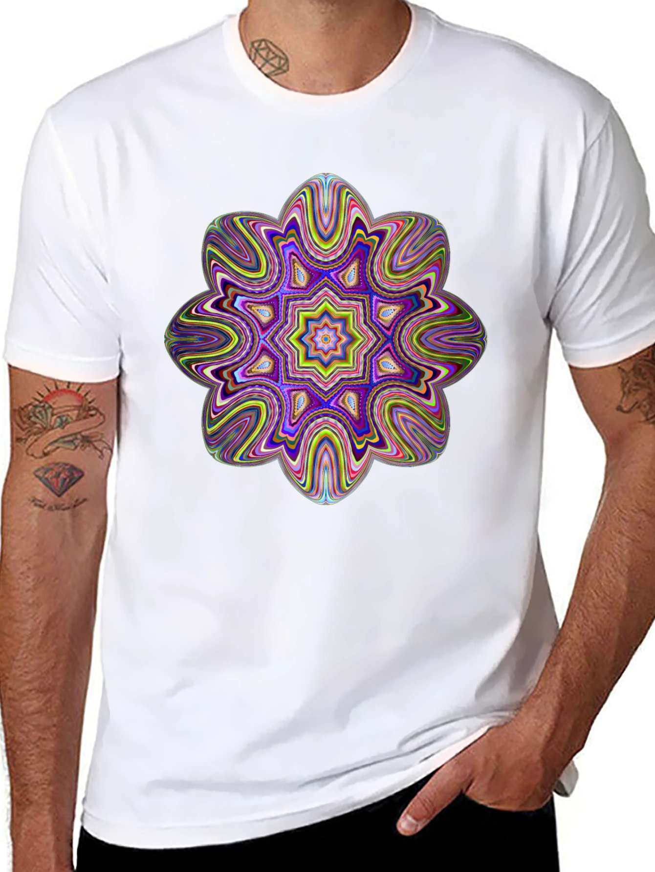Psychedelic Mandala Graphic Tee - Black