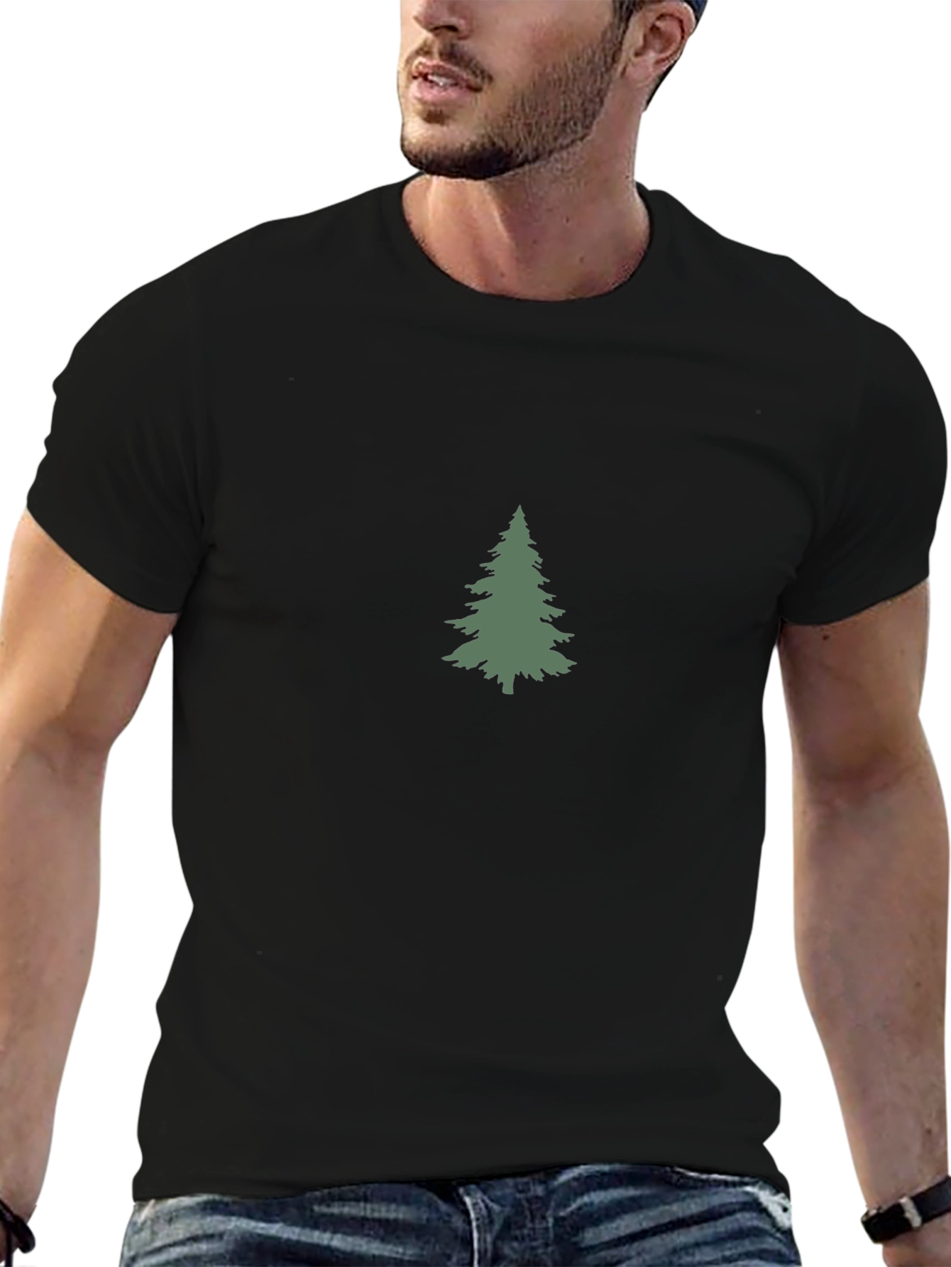 Evergreen Tree Graphic T-Shirt - Black