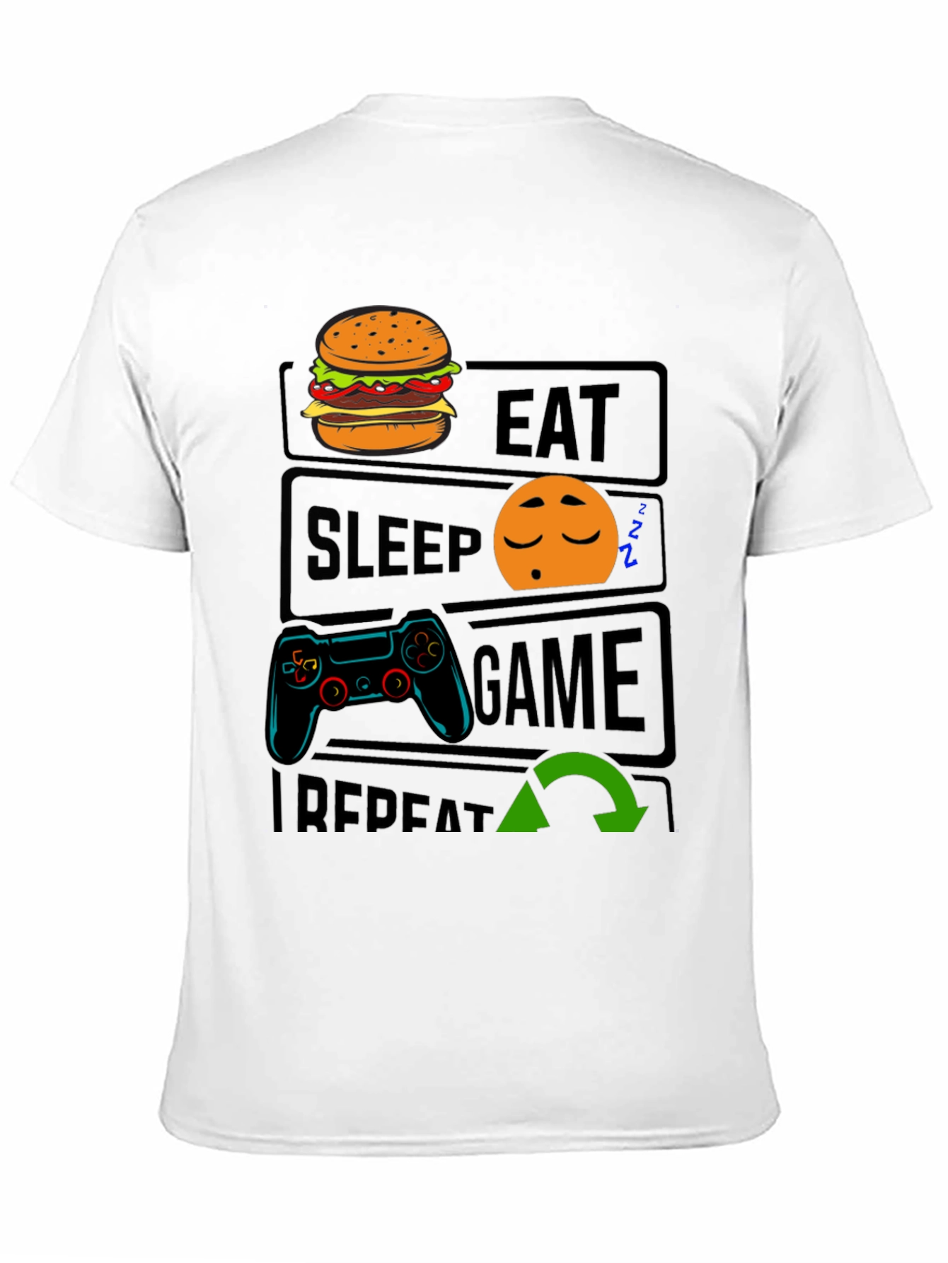 Eat Sleep Game Repeat Black T-Shirt