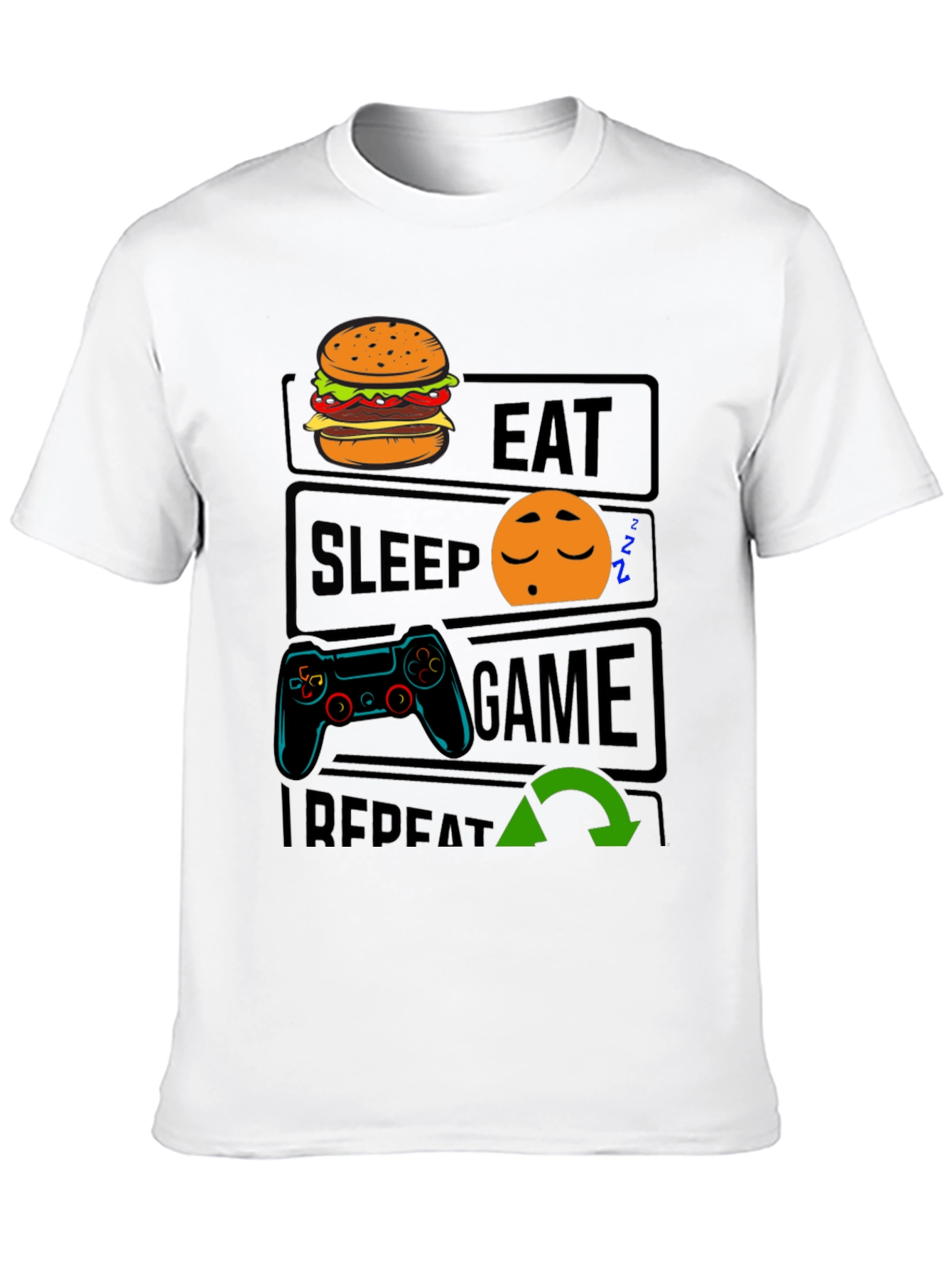 Eat Sleep Game Repeat Black T-Shirt