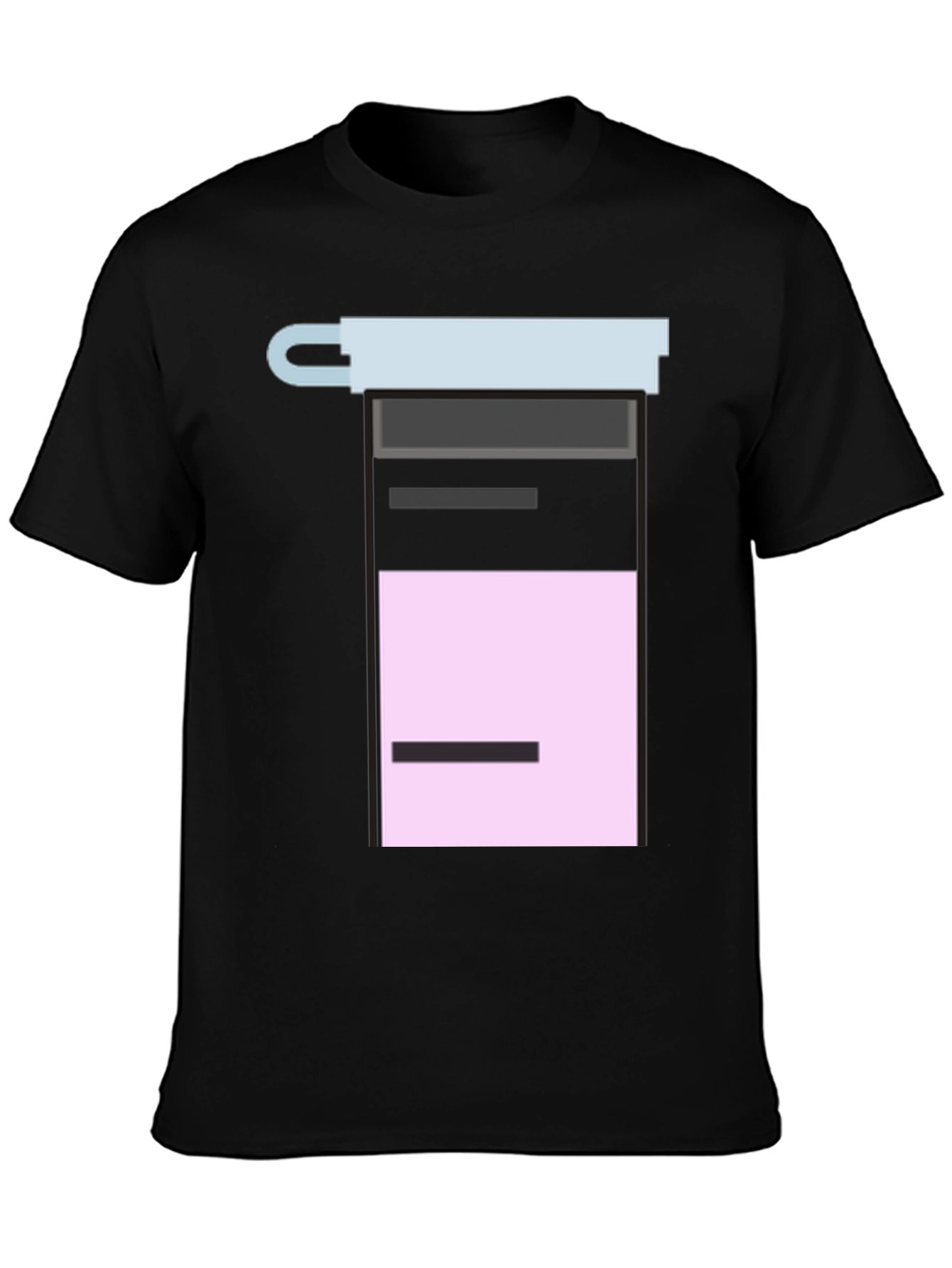 Geometric Graphic Tee - Black Cotton Blend Shirt