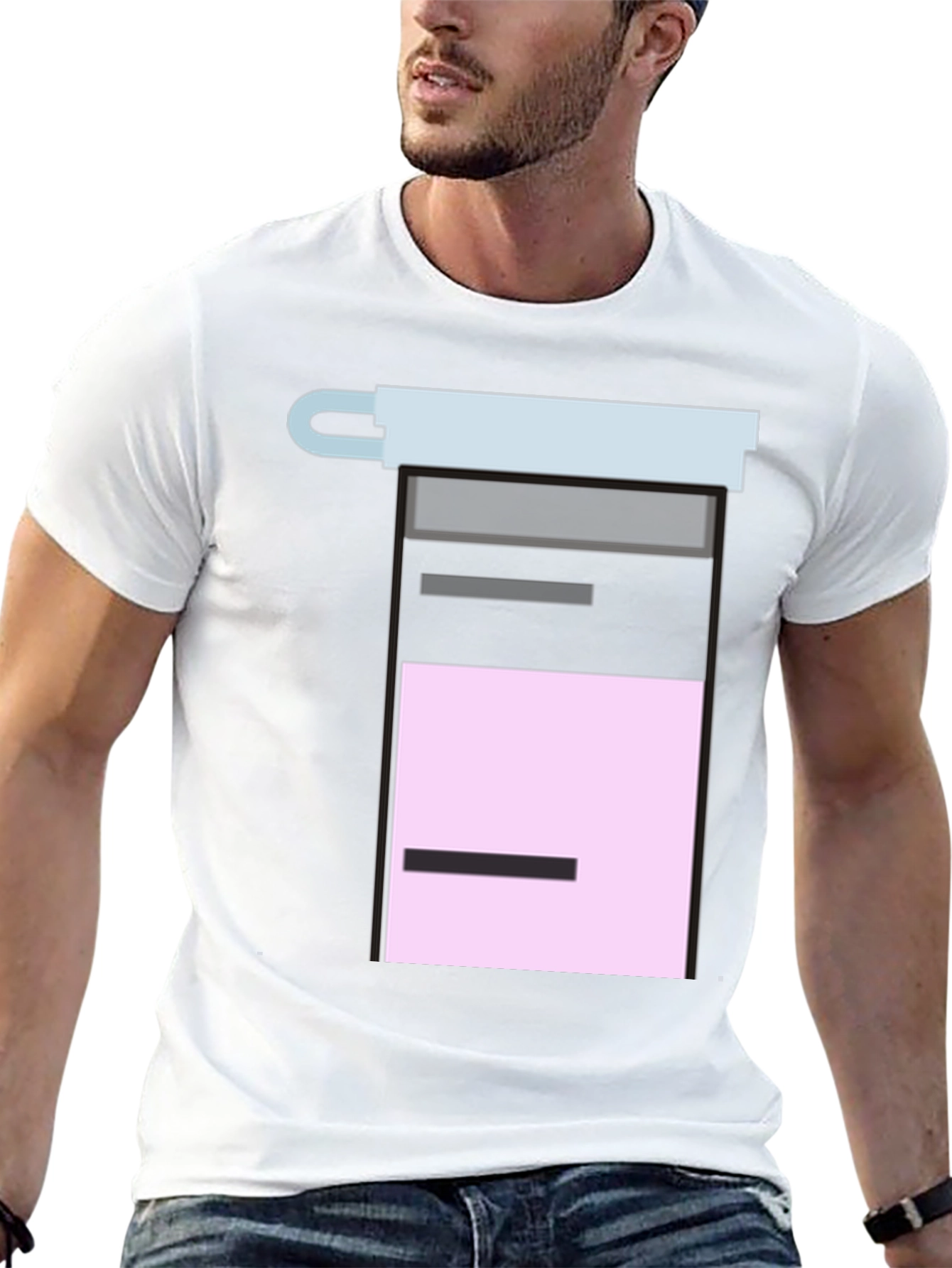 Geometric Graphic Tee - Black Cotton Blend Shirt